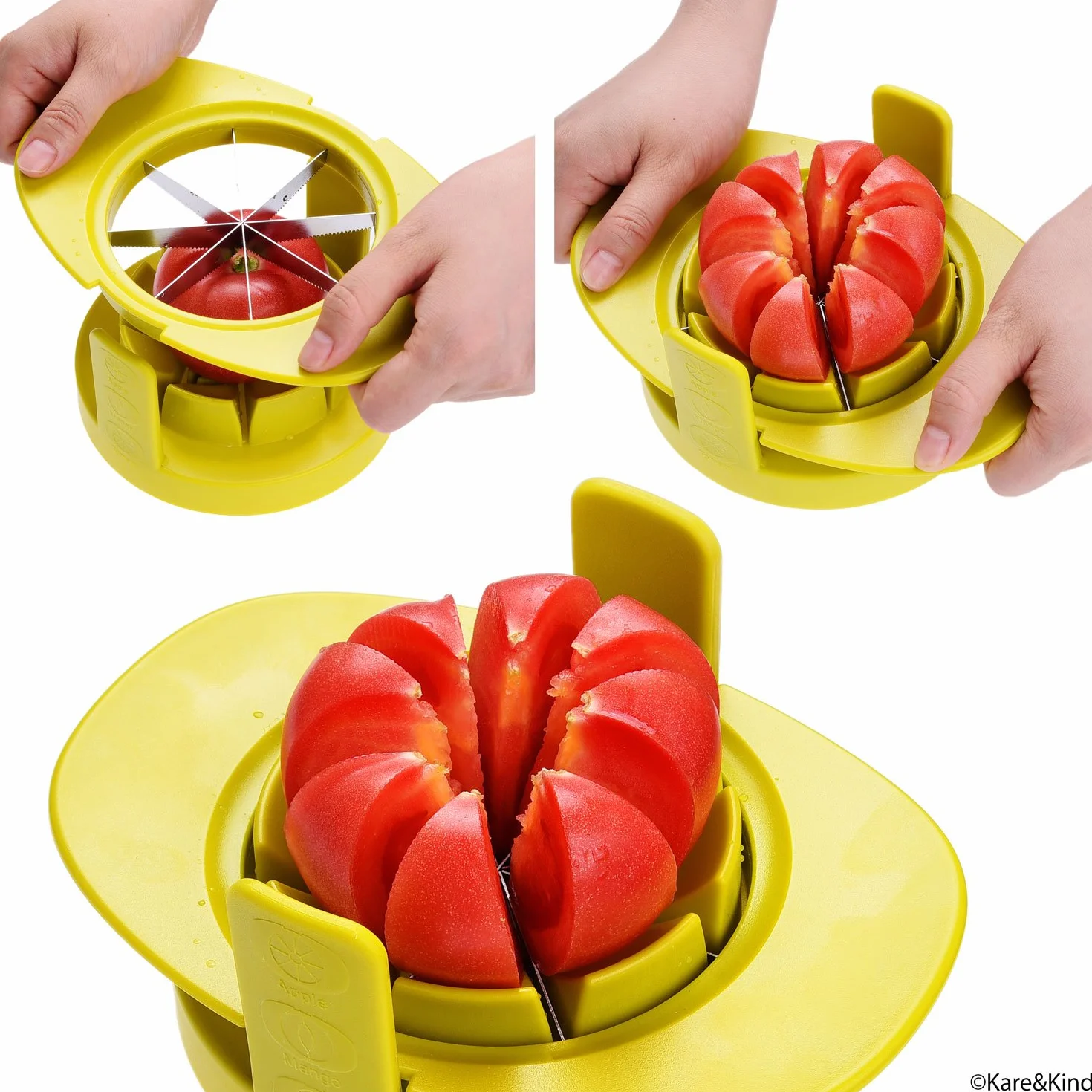 Lot de 3 Découpeurs Fruits et Légumes Kare & Kind – Coupe-Pomme, Coupe-Tomate, Coupe-Mangue