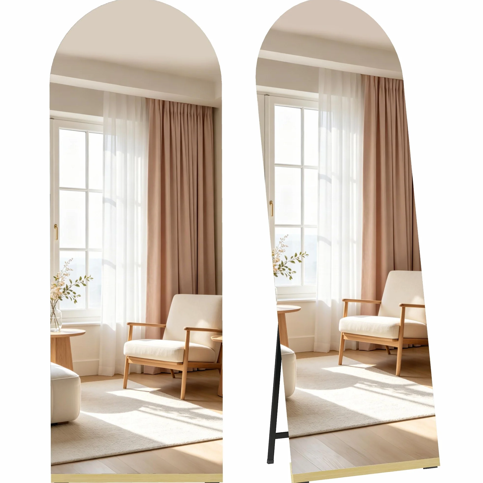 HOMCOM Miroir complet incurvé sans cadre en bois 160 x 50 cm