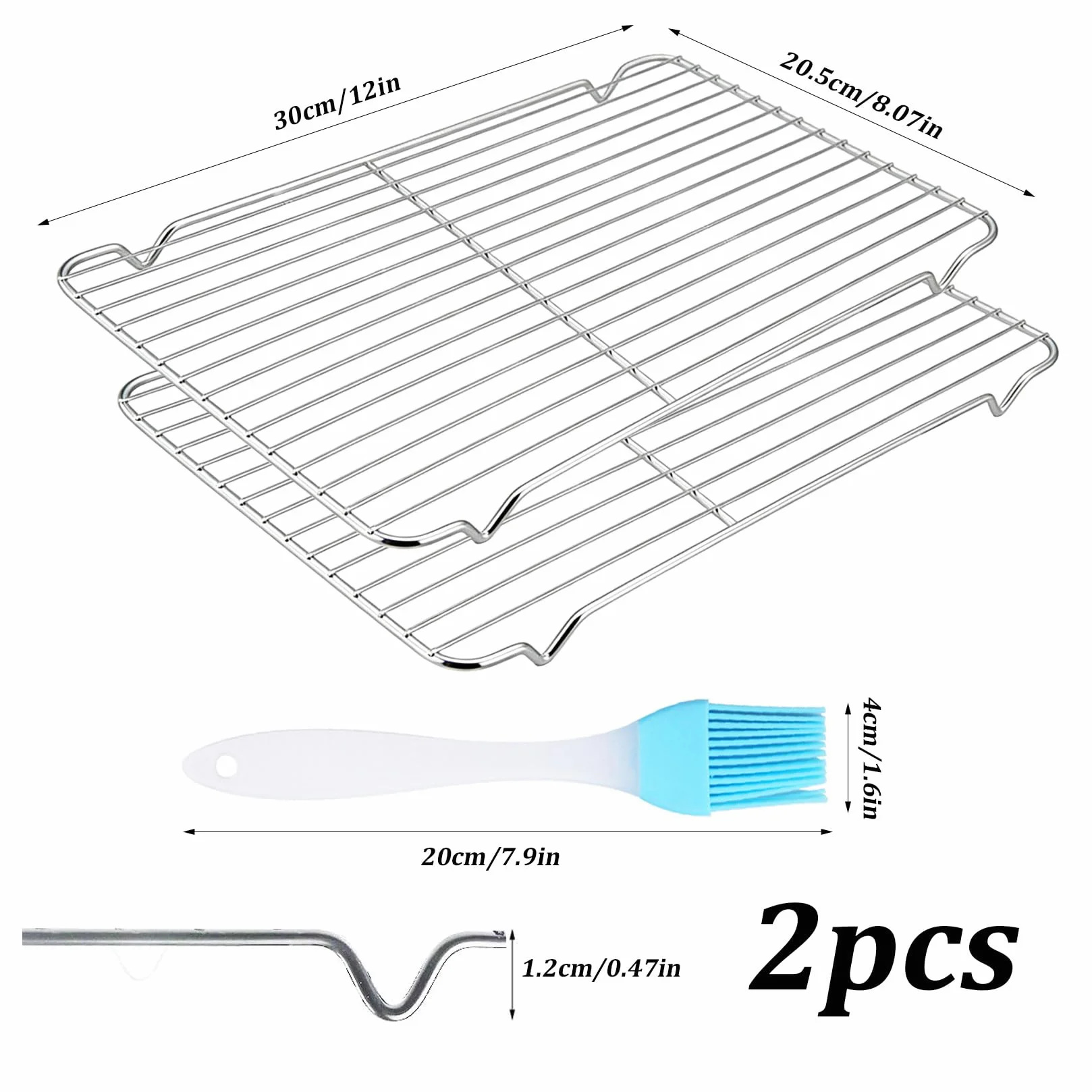 Grille de Refroidissement 30 x 20 cm Acier Inoxydable pour Pâtisserie et Cuisson avec Pinceau