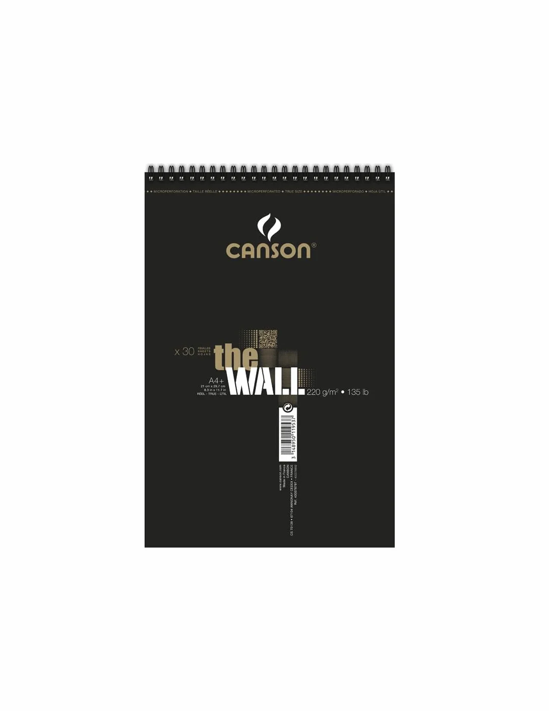 CANSON The Wall Album spiralé A4+ 200g/m² 30 feuilles papier marqueur opaque