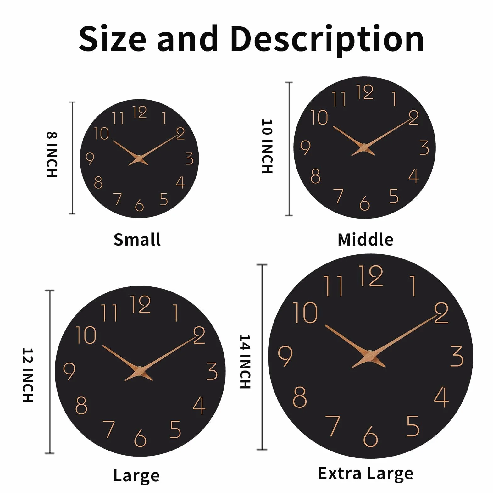 Horloge Murale Silencieuse 20cm Bois Design Moderne Noire