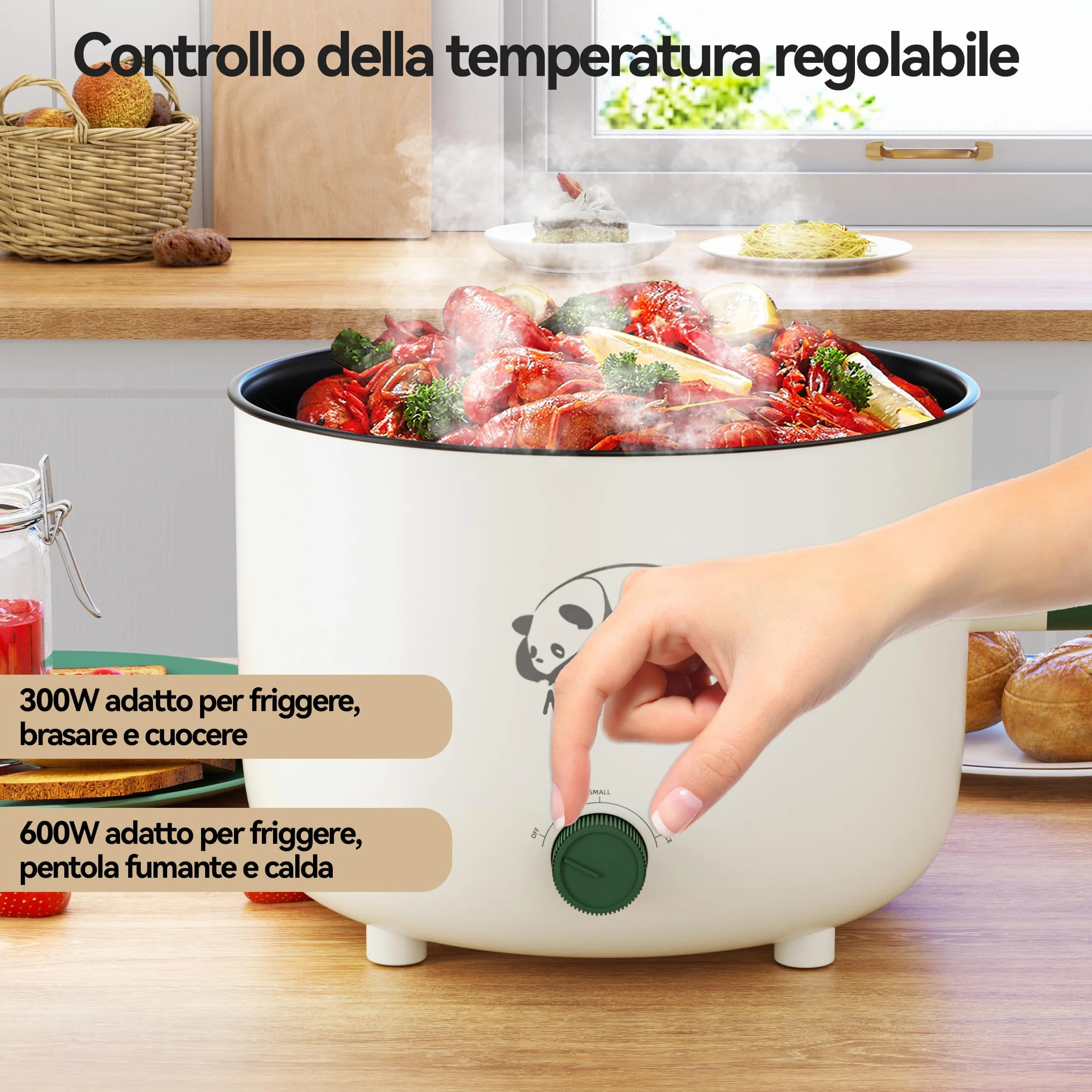 Marmite électrique Shabu Shabu 1,5 L antiadhésive portable double contrôle de puissance (vert)