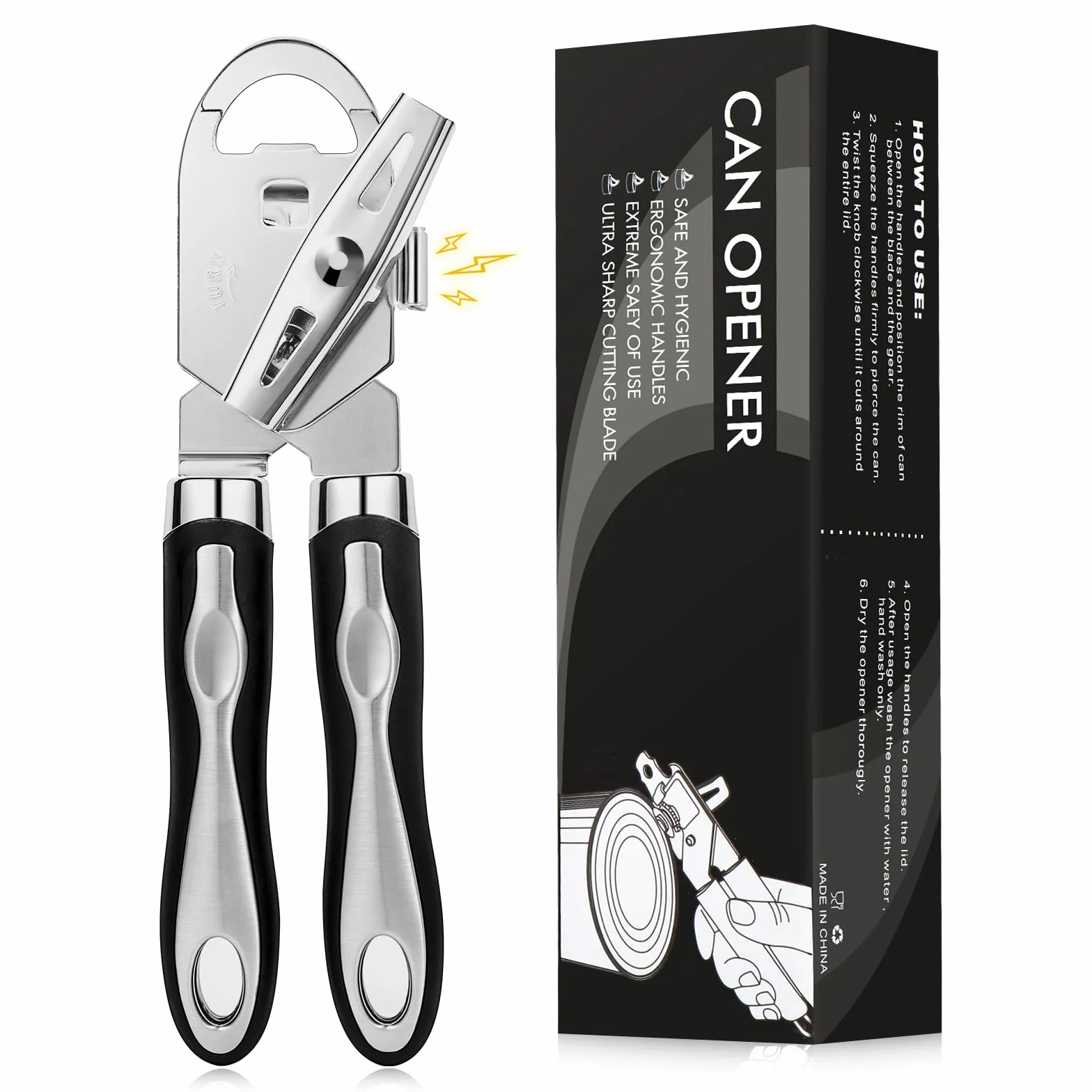 Ouvre Boite de Conserve 3 en 1 Manuel Acier Inoxydable, Diboniur