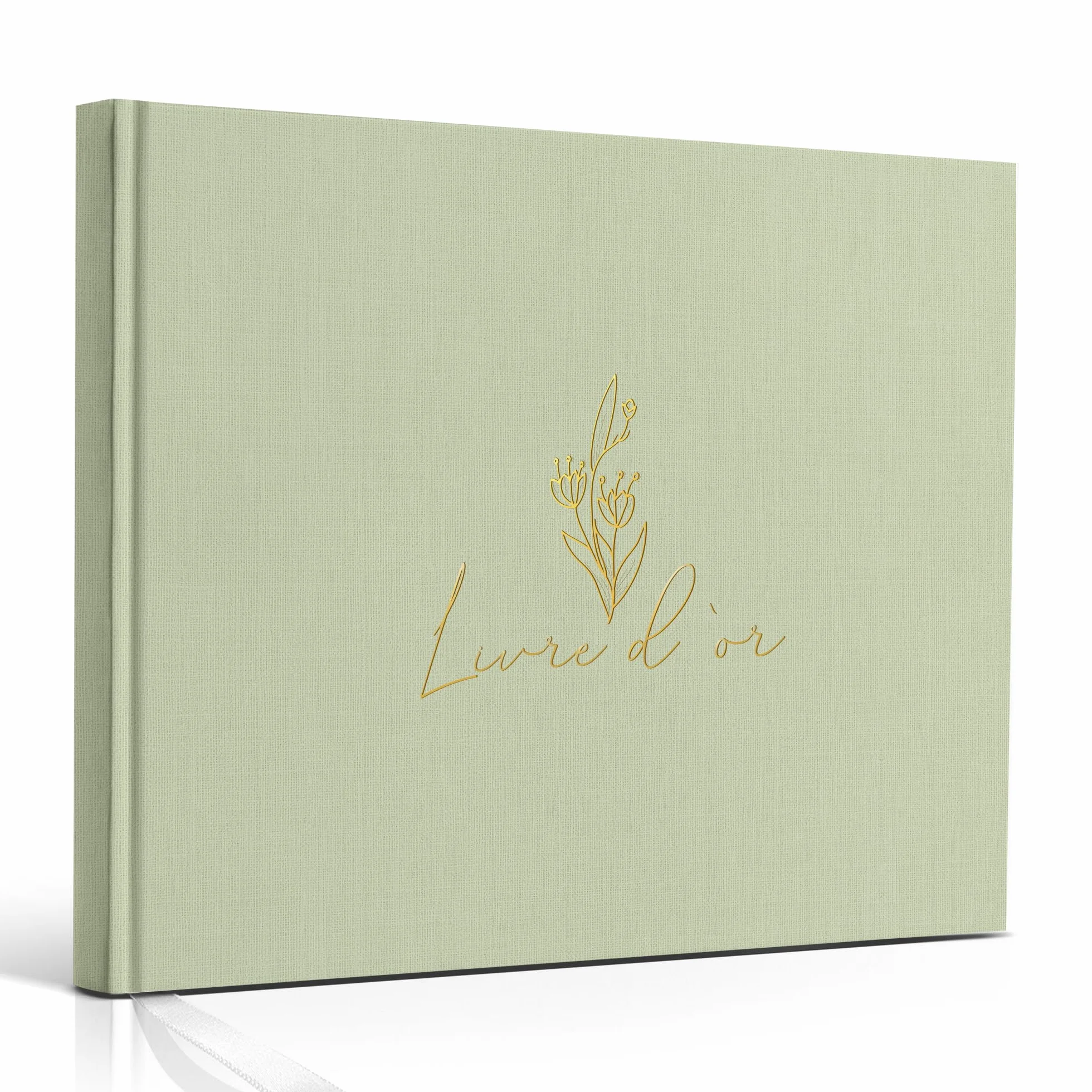 Livre d’Or en Lin Vert – Carnet de Messages & Souvenirs
