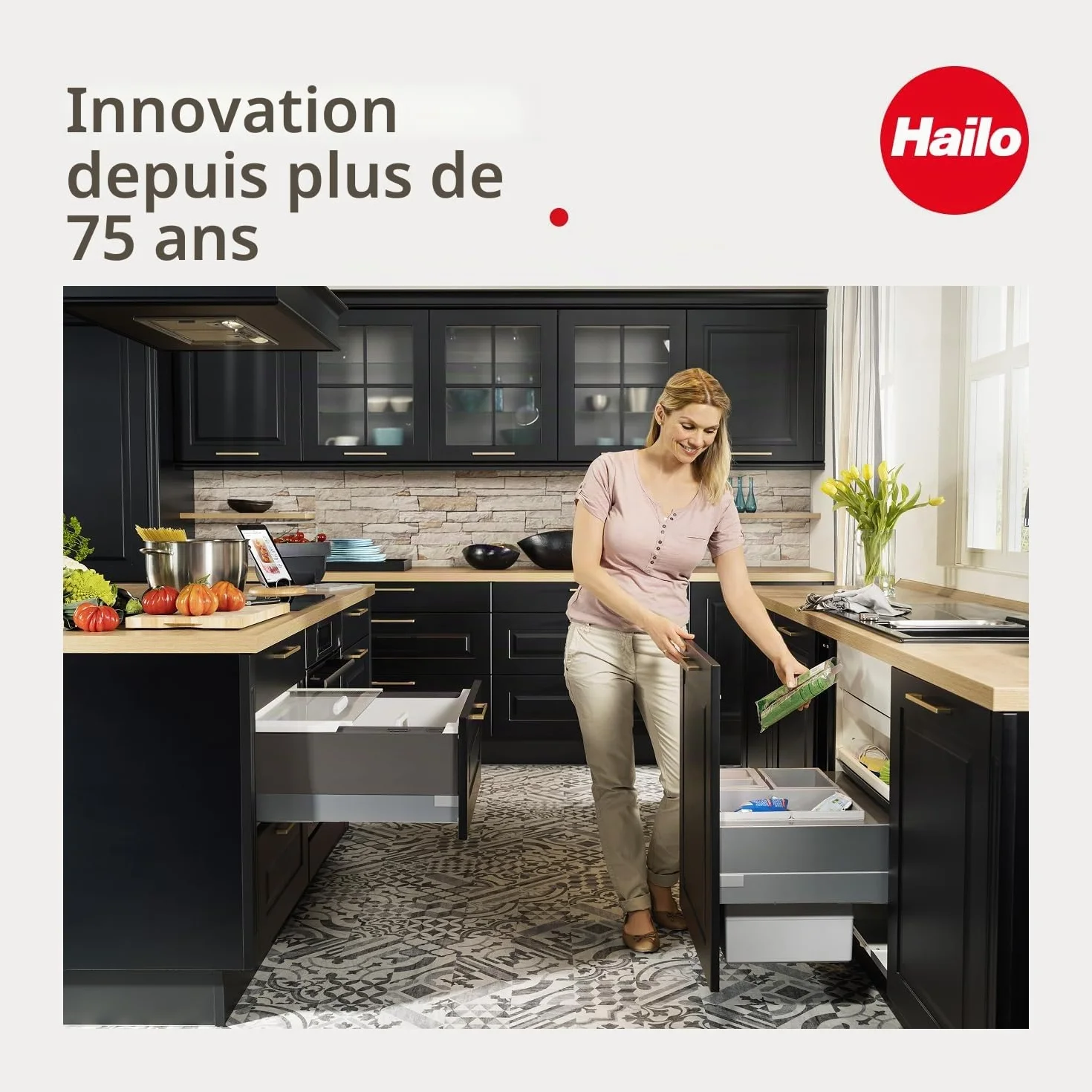 Hailo Collecteur de déchets Solo manuel 20 l 300 mm large anthracite