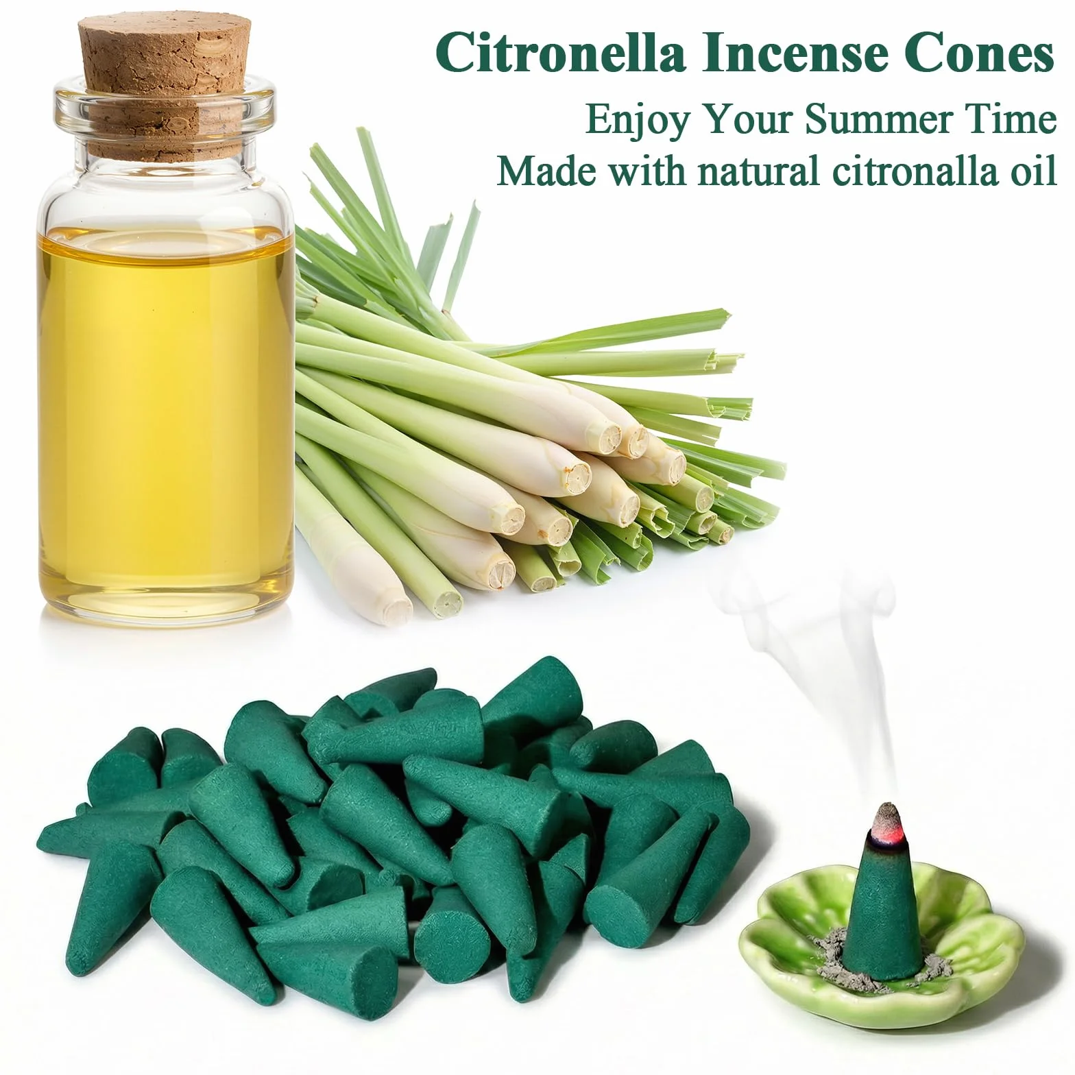 SCENTORINI Cônes d'Encens Citronnelle 120pcs Extérieur Jardin Balcon Terrasse