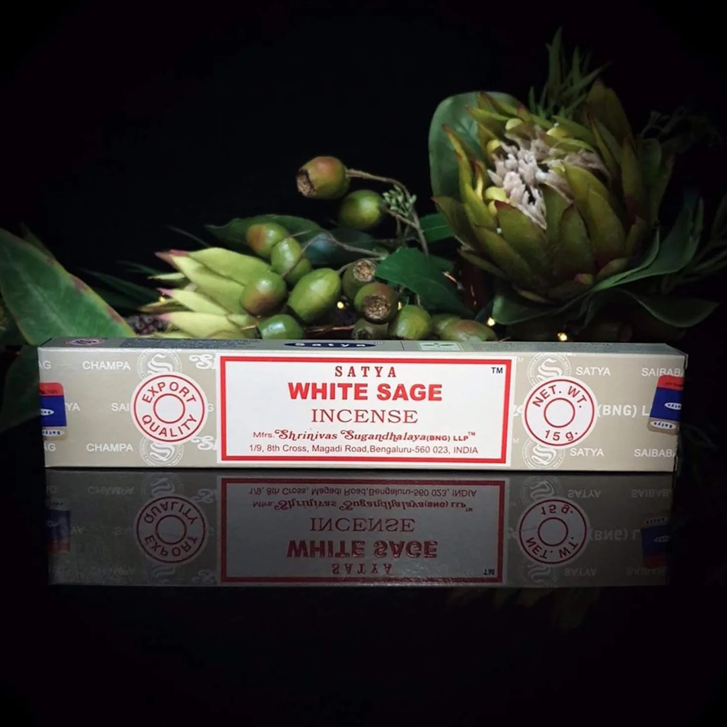 Satya Nag Champa Bâtonnets d'encens Sauge Blanche 15 g Lot de 12