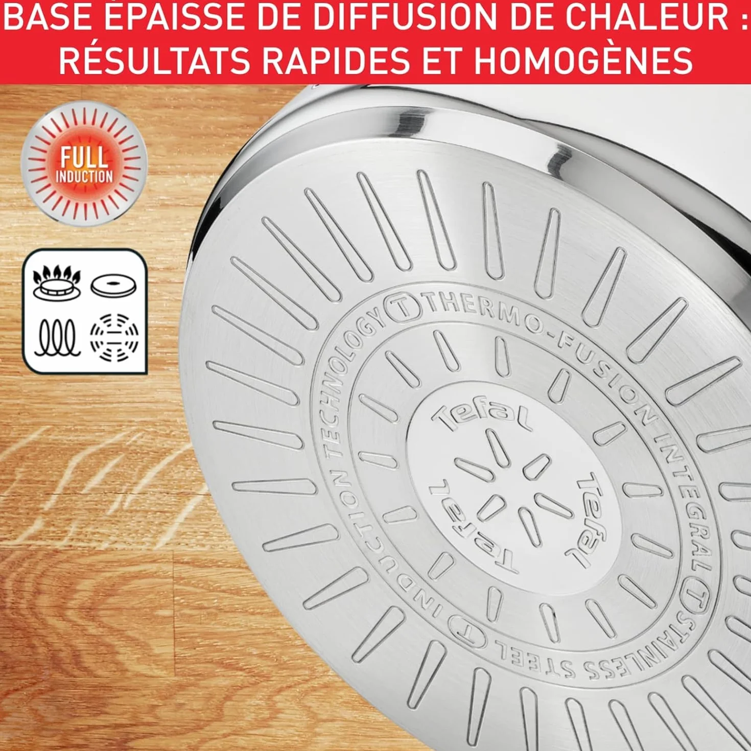 Tefal Intuition XL Marmite 36 cm 17.5 L Induction Acier inoxydable 18/10 Couvercle en verre