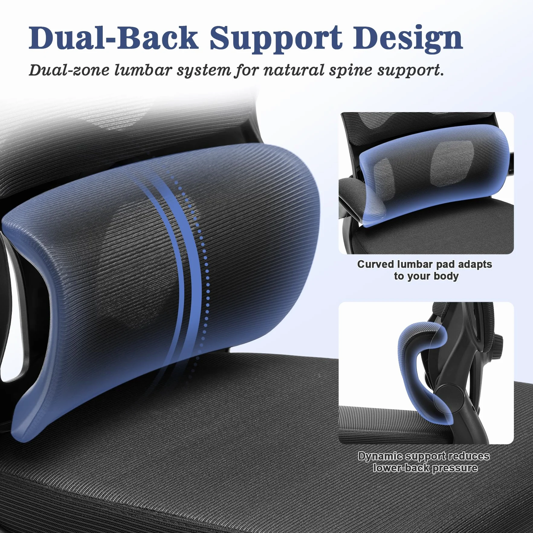 Magic Life Chaise de Bureau Ergonomique Coussin Rebondissant Haute Densité Confortable Respirante Travail Domicile Bureau Noir