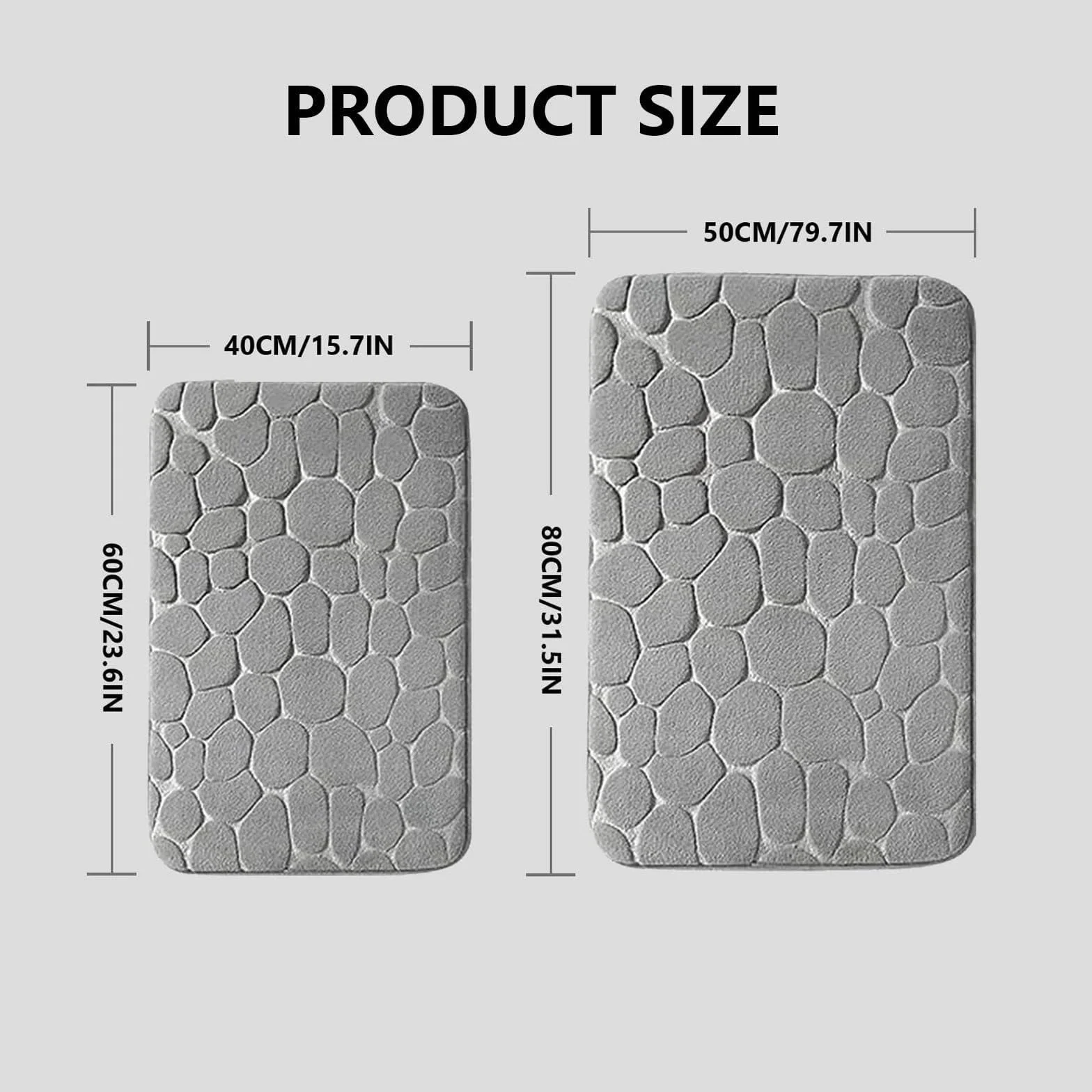 Tapis de Bain en Mousse à Mémoire de Forme Absorbant Lavable en Machine 50 x 80 cm Gris Foncé