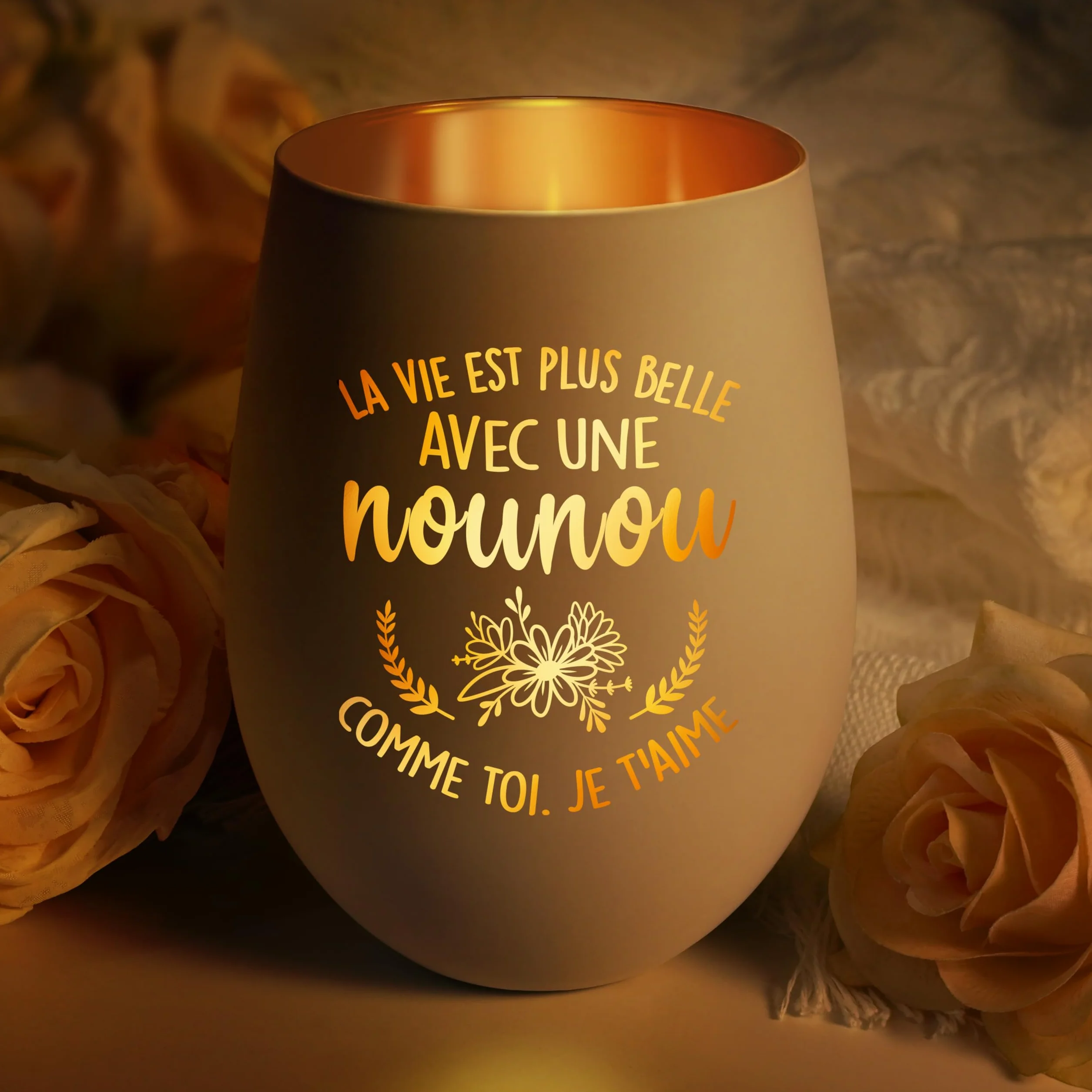 Bougeoir Nounou Personnalisé Cadeau Original pour Femme Fin de Contrat Merci Noël Anniversaire