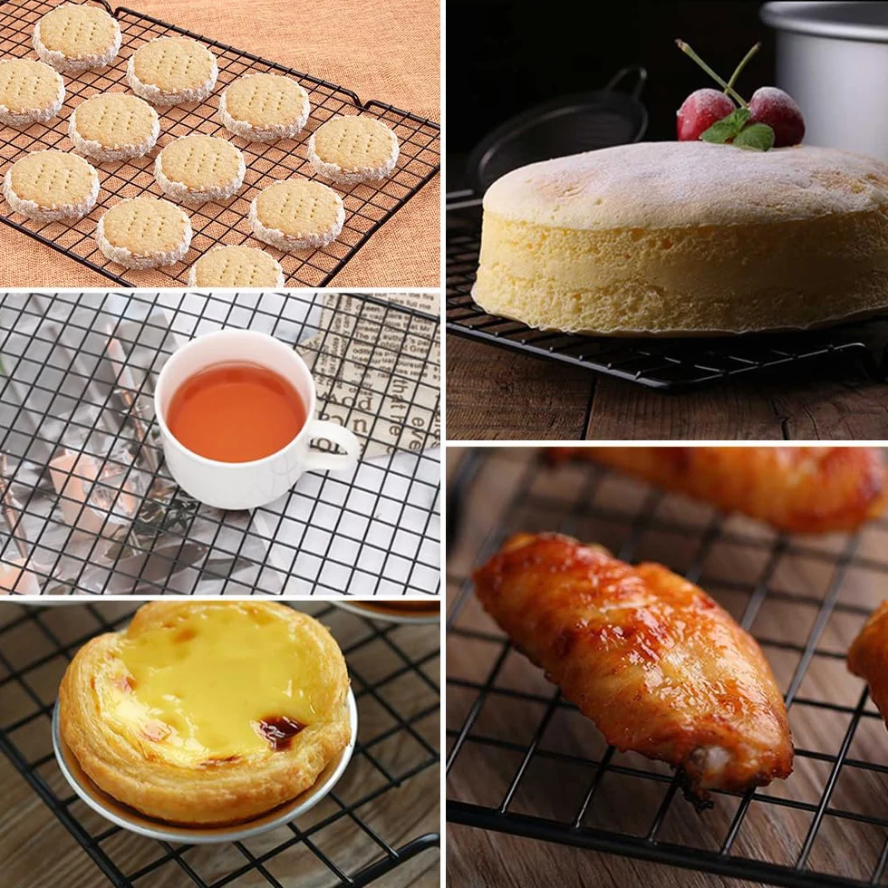 Grille de Refroidissement Patisserie Acier Inoxydable Rectangulaires 40x25cm 2mm Antiadhésif Noir 2 Pièces