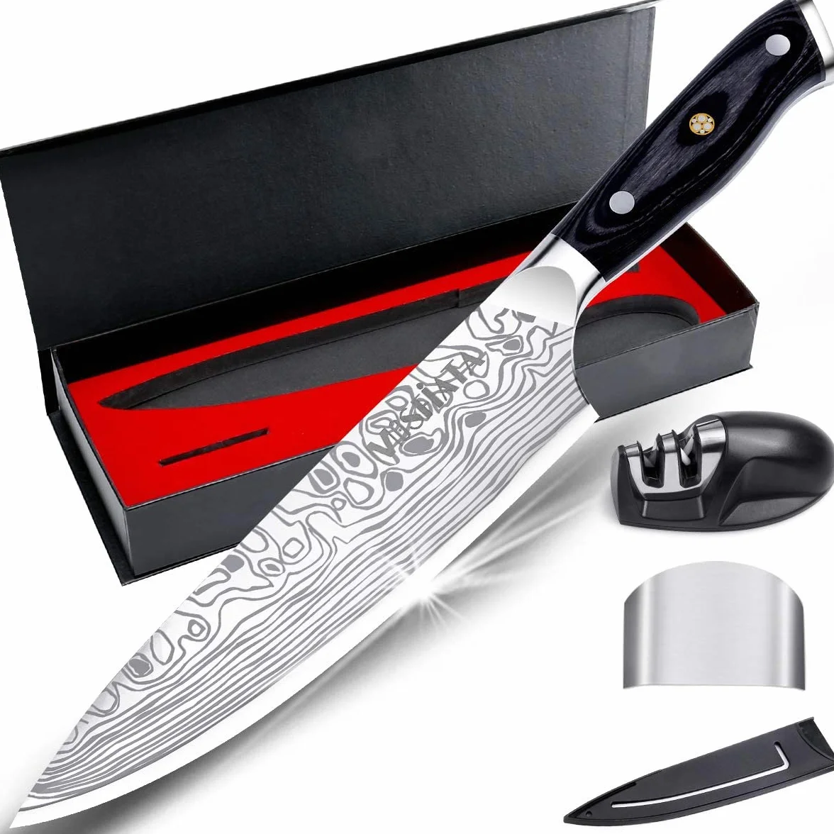 Couteau de cuisine professionnel acier inoxydable 20cm avec gaine MOSFiATA