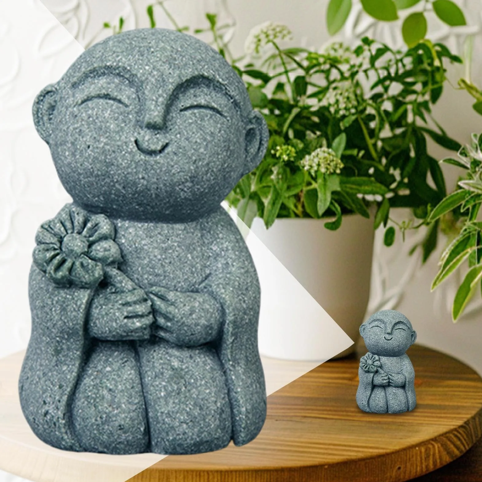 Figurines de Bouddha en Pierre pour Jardin, Sculpture Bouddhiste Spirituelle