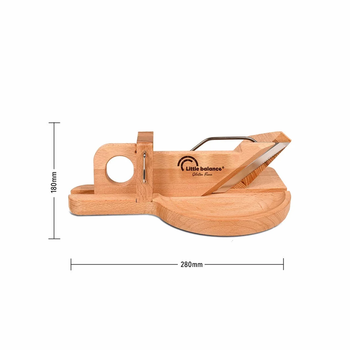 Guillotine à saucisson La Conviviale Little balance 8422 Lame inox Esprit de Thiers Bois Hêtre