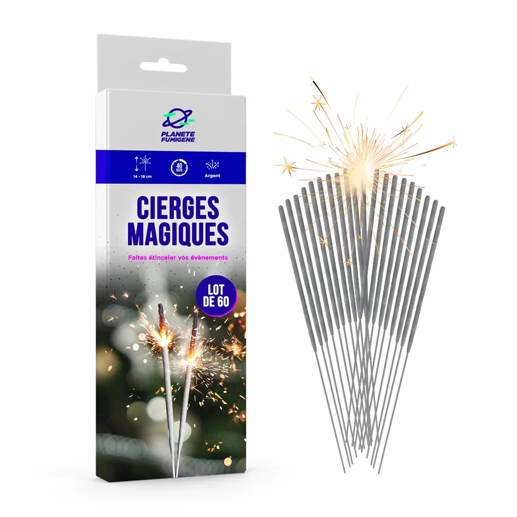 Bougies Cierge Magique 40 Secondes 14/18cm Lot de 60 pour Décoration de Gâteaux Anniversaire Mariage
