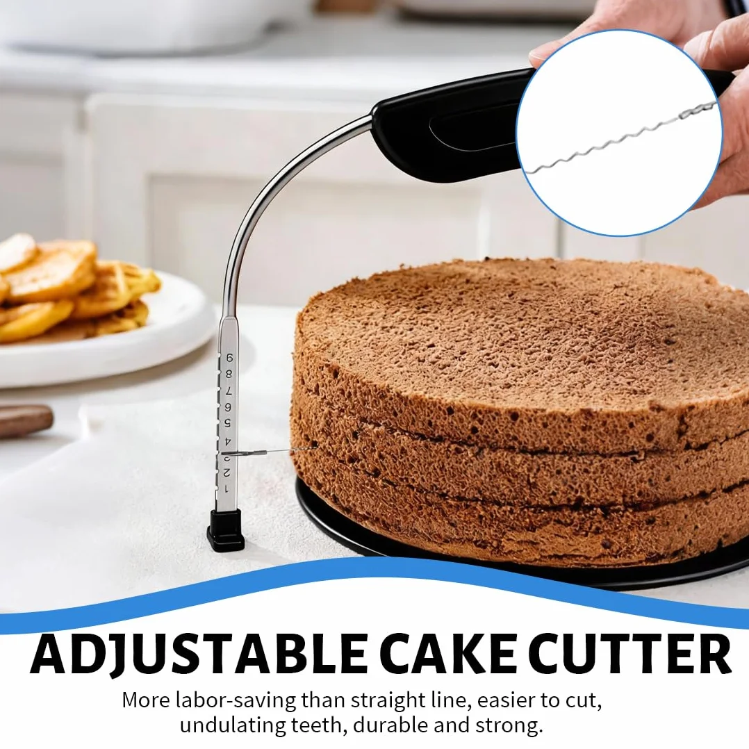 Couteau à Gâteau en Acier Inoxydable Réglable en Hauteur, Coupe Gâteau Patisserie