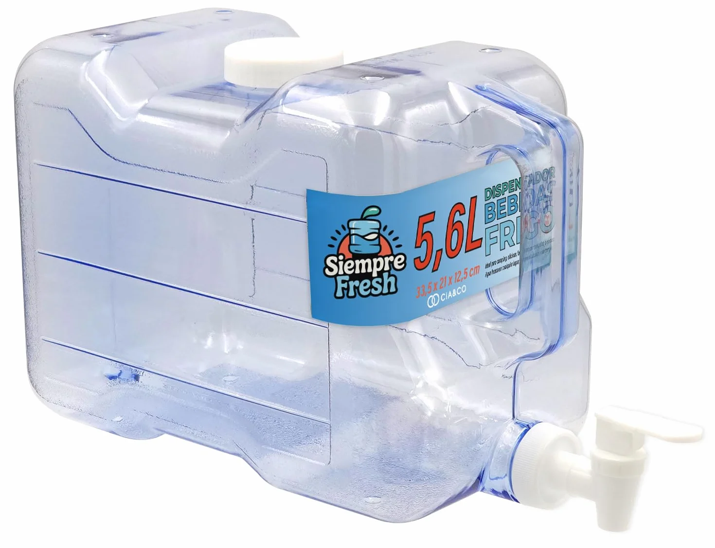 Cia&Co Distributeur d'eau froide pour réfrigérateur 5,6 l Bidon compact 33,5 x 21 x 12,5 cm