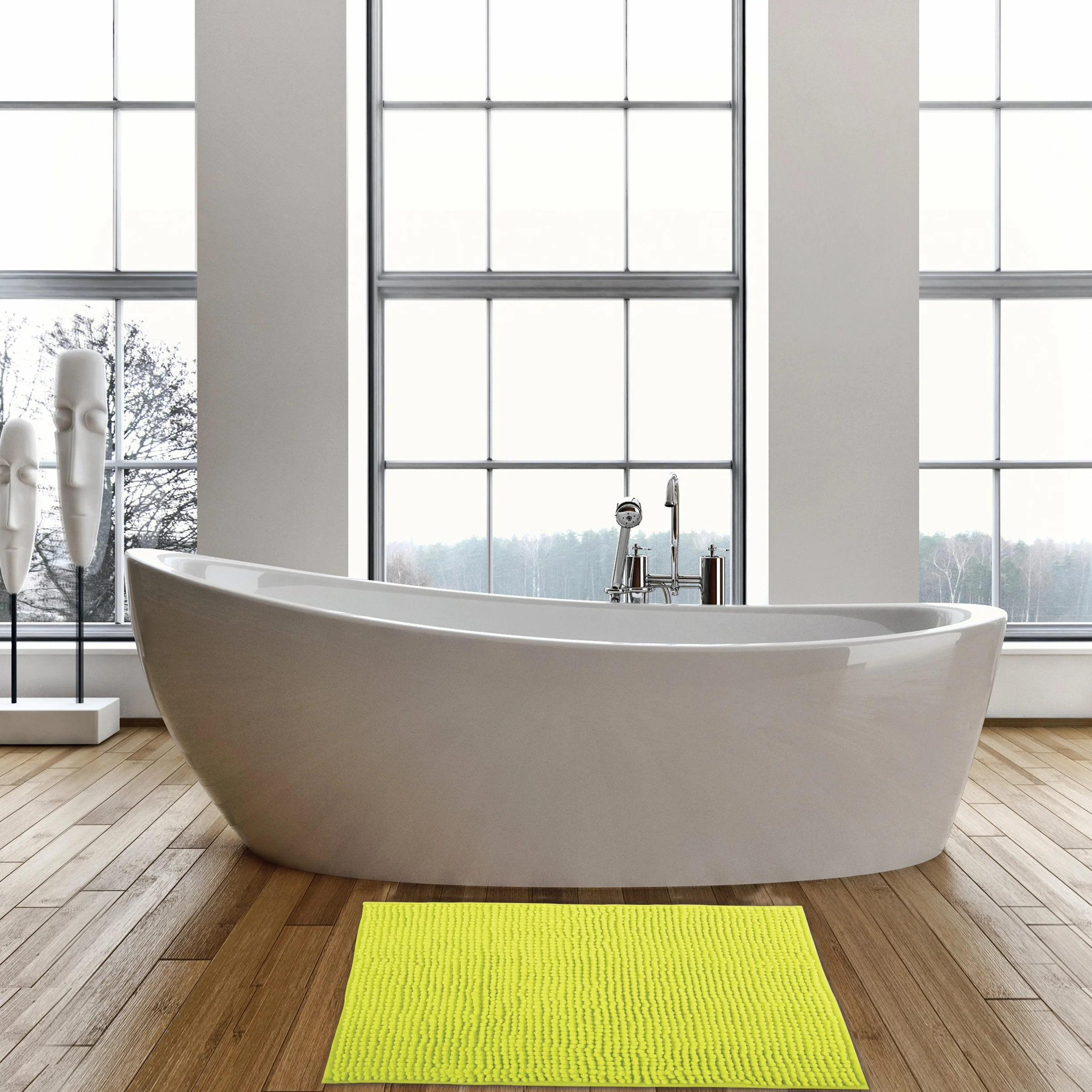 Tapis de Bain Microfibre Chenille Anti-dérapant 40x60 cm Vert Clair