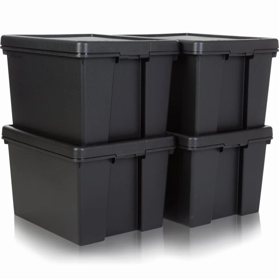 Wham Bam Lot de 2 boîtes de recyclage 45 litres avec couvercle 49 x 39,5 x 32 cm Noir