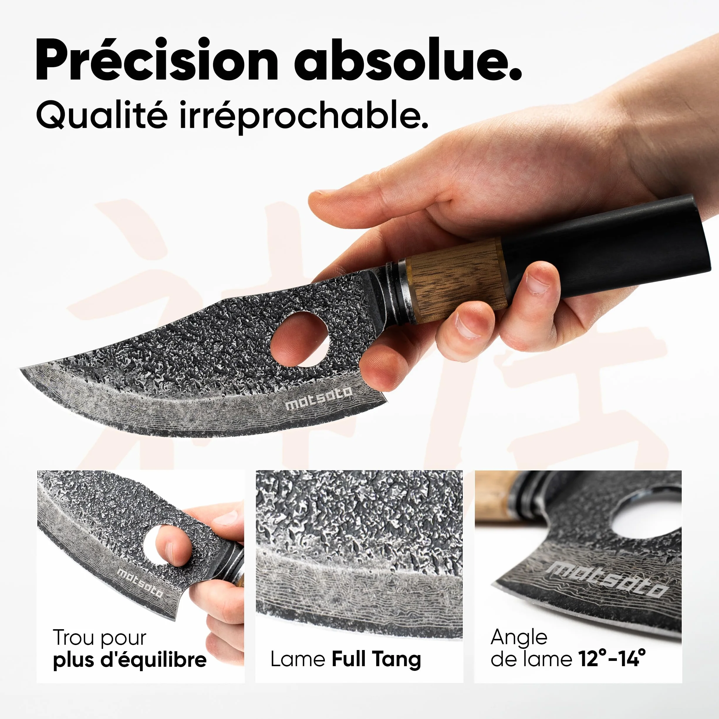 Matsato Osuren Couteau de Cuisine 16cm Lame Acier Japonais Damassé Manche Bois Ergonomique