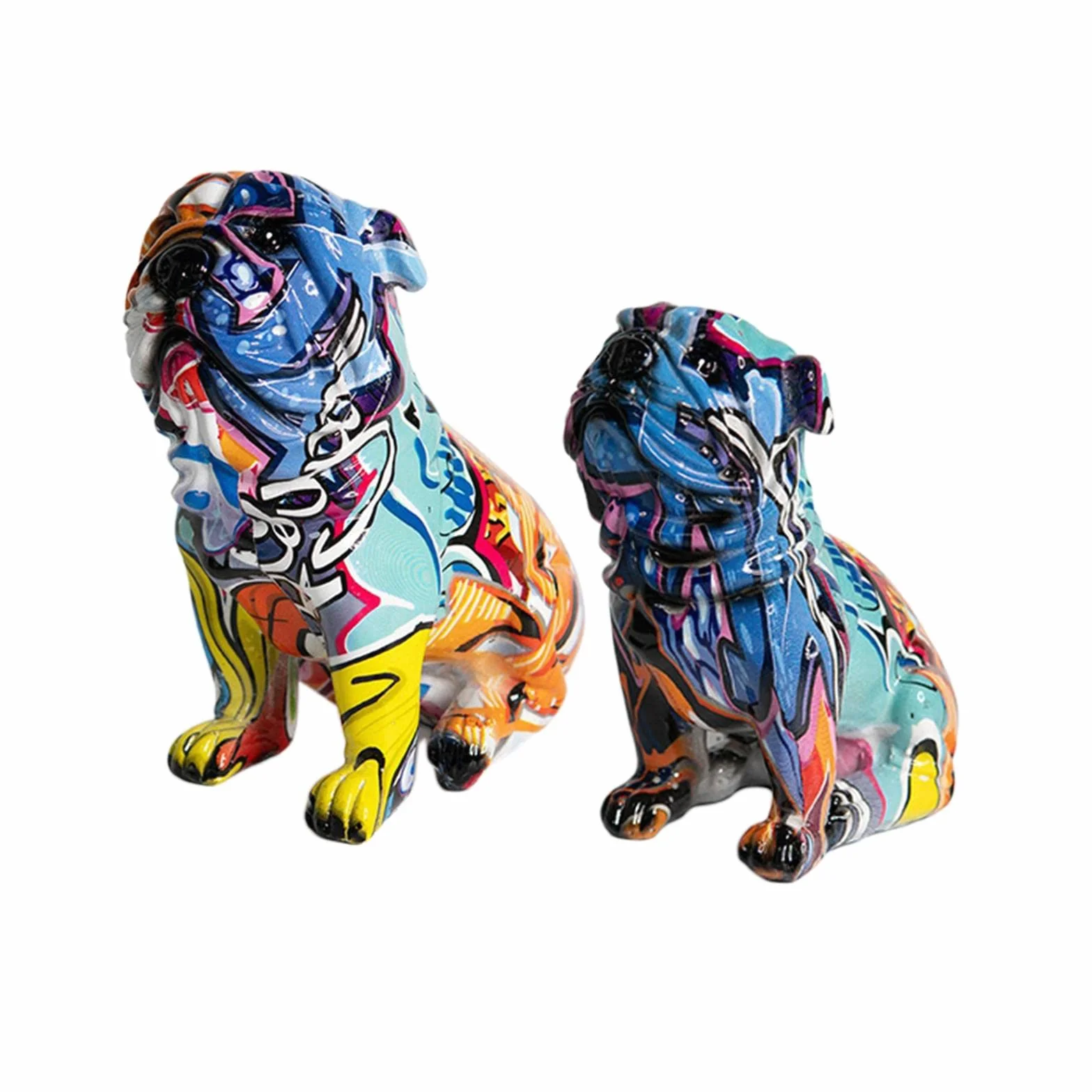 Perfk Statues Décoratives Moderne Multicolore Chien Figure Décor Ornements Sculptures Intérieur Graffiti