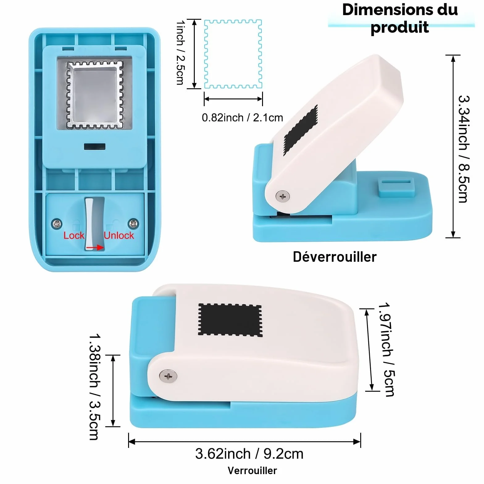 BAOFALI Perforatrice rectangulaire 2,5 x 0,2 x 0,3 cm - Perforatrice à levier pour papier, scrapbooking