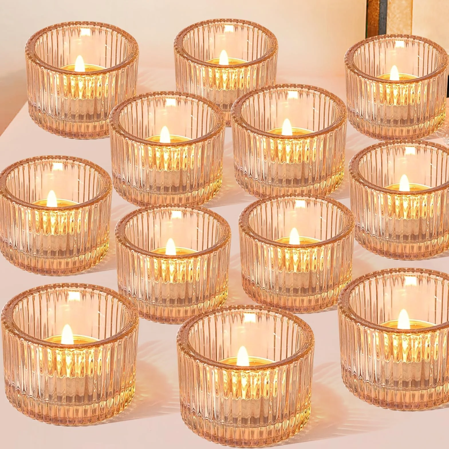 Mini Porte Bougeoir en Verre 12 Pièces, Photophore Transparent 5x3.8cm, Support Bougie pour Décoration de Table Mariage