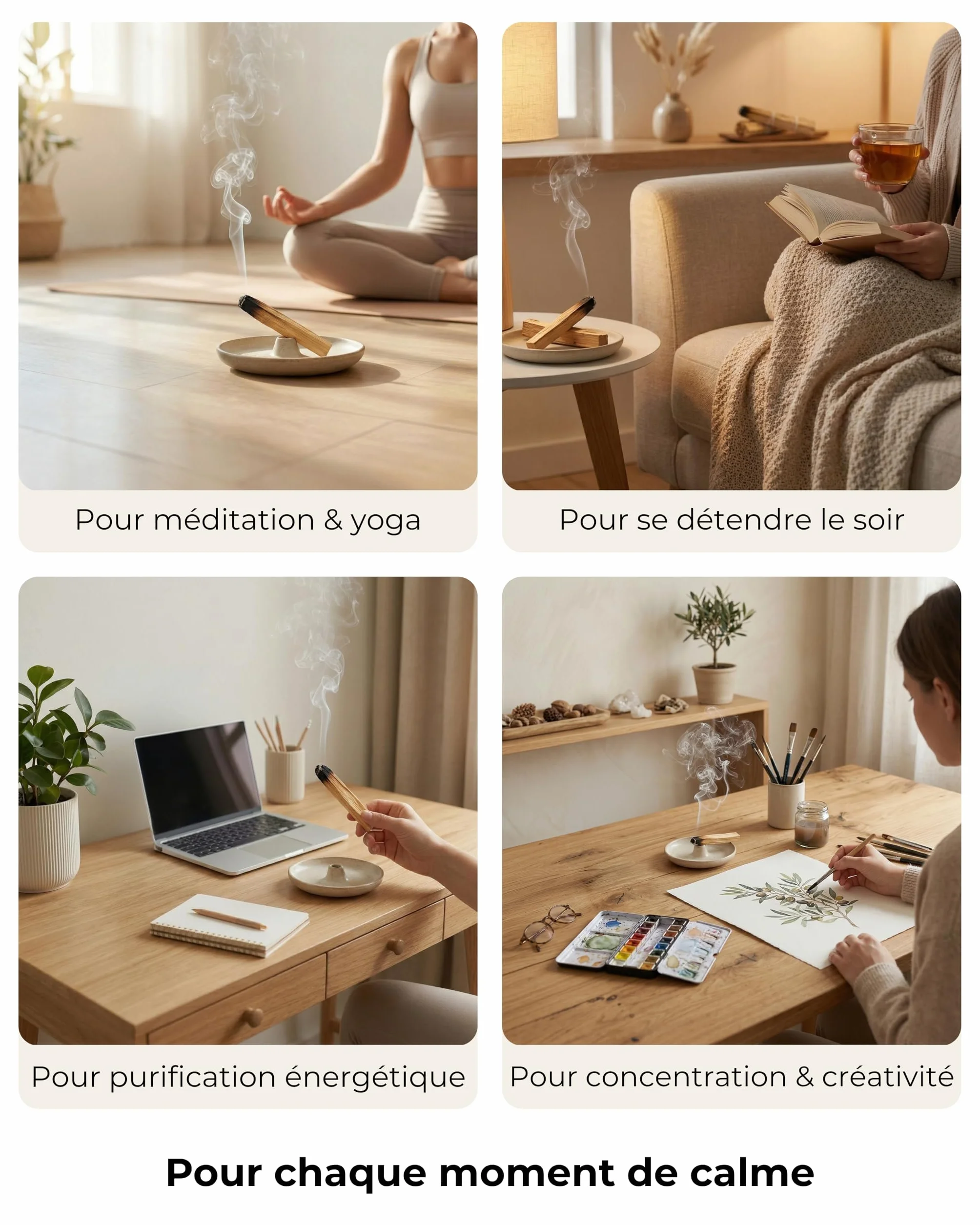 Incensera Bois de Palo Santo 8 Bâtons d'Encens Naturel 10 cm Purification Maison Méditation Aromathérapie