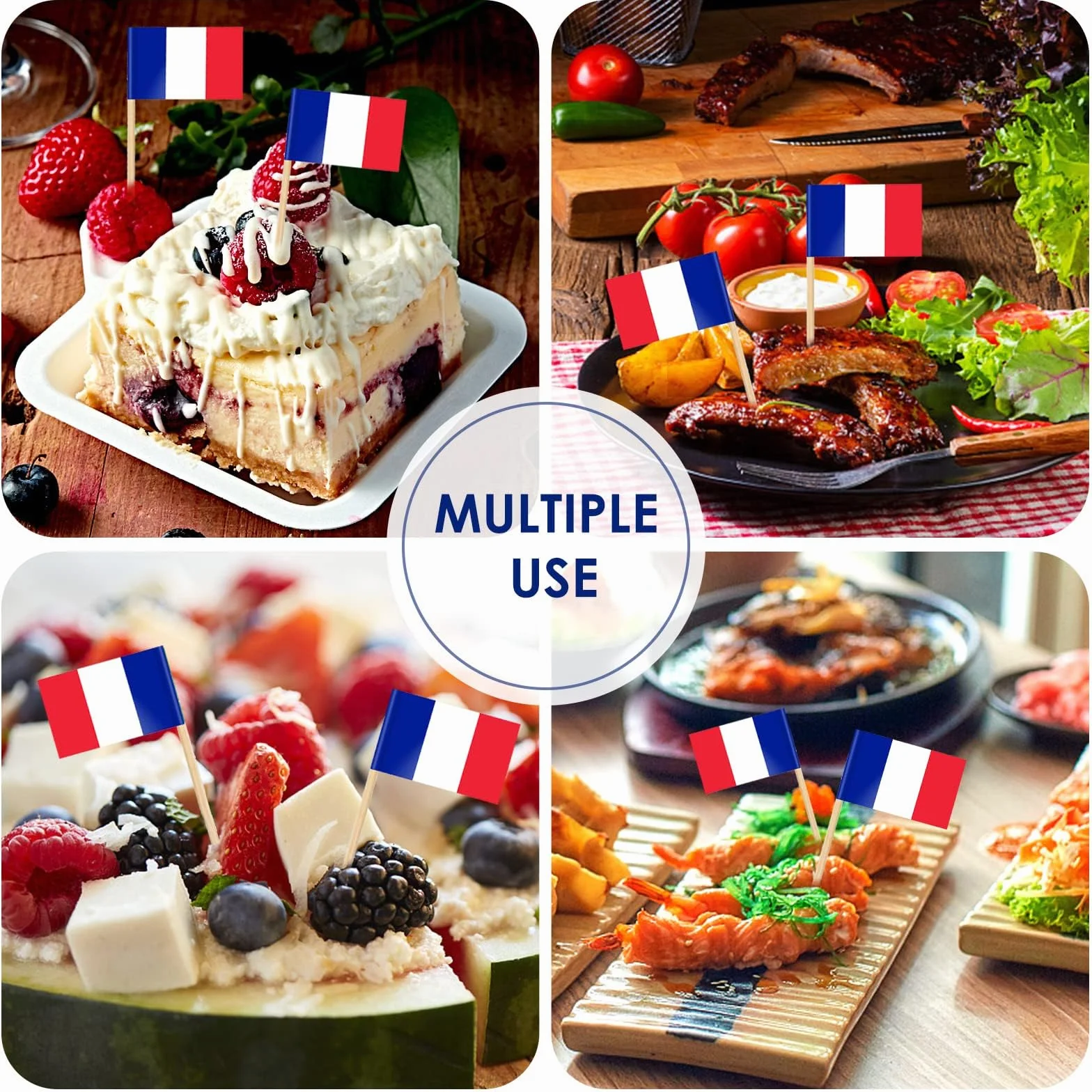 Drapeau Cure-dent France 100PCS Pic Francais Topper Coupe Décoration Jardin Bar Fête
