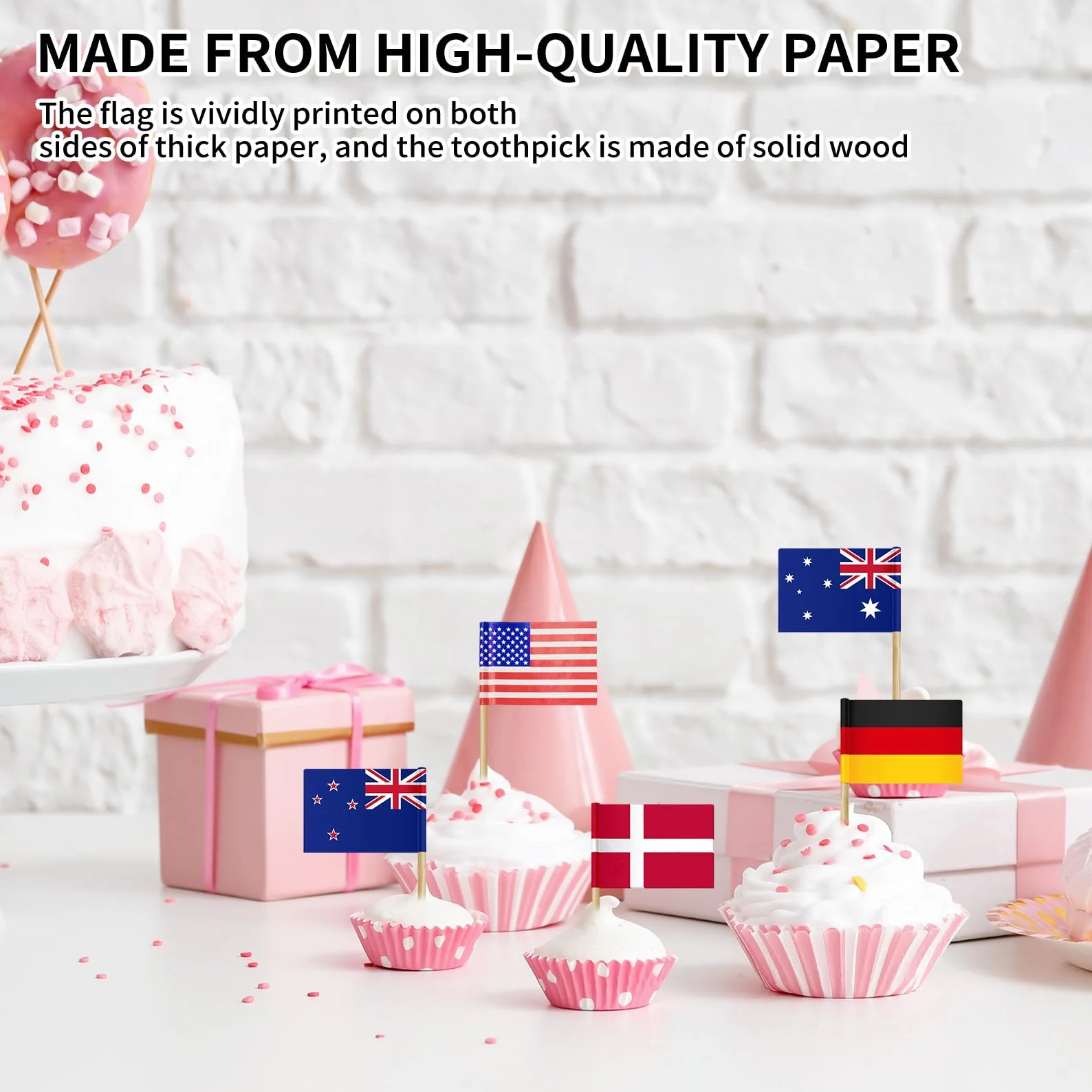 Drapeaux du monde Set 100 Pièces Mini Drapeaux Cure-dents 3,5x6,5 cm Décoration