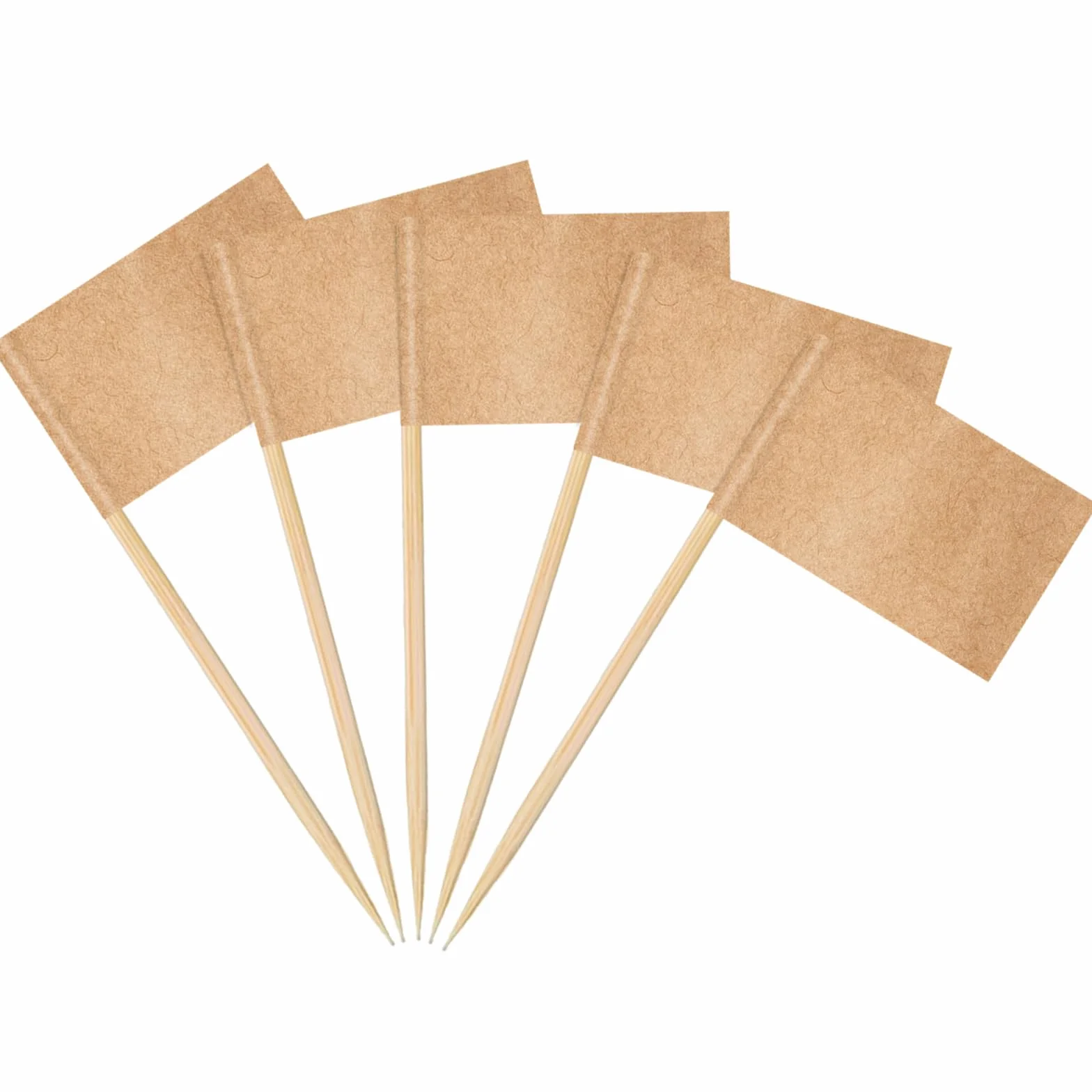 Mini Drapeau Cure-dent Papier Kraft Marron 100 Pièces pour Cocktail Buffet Décoration