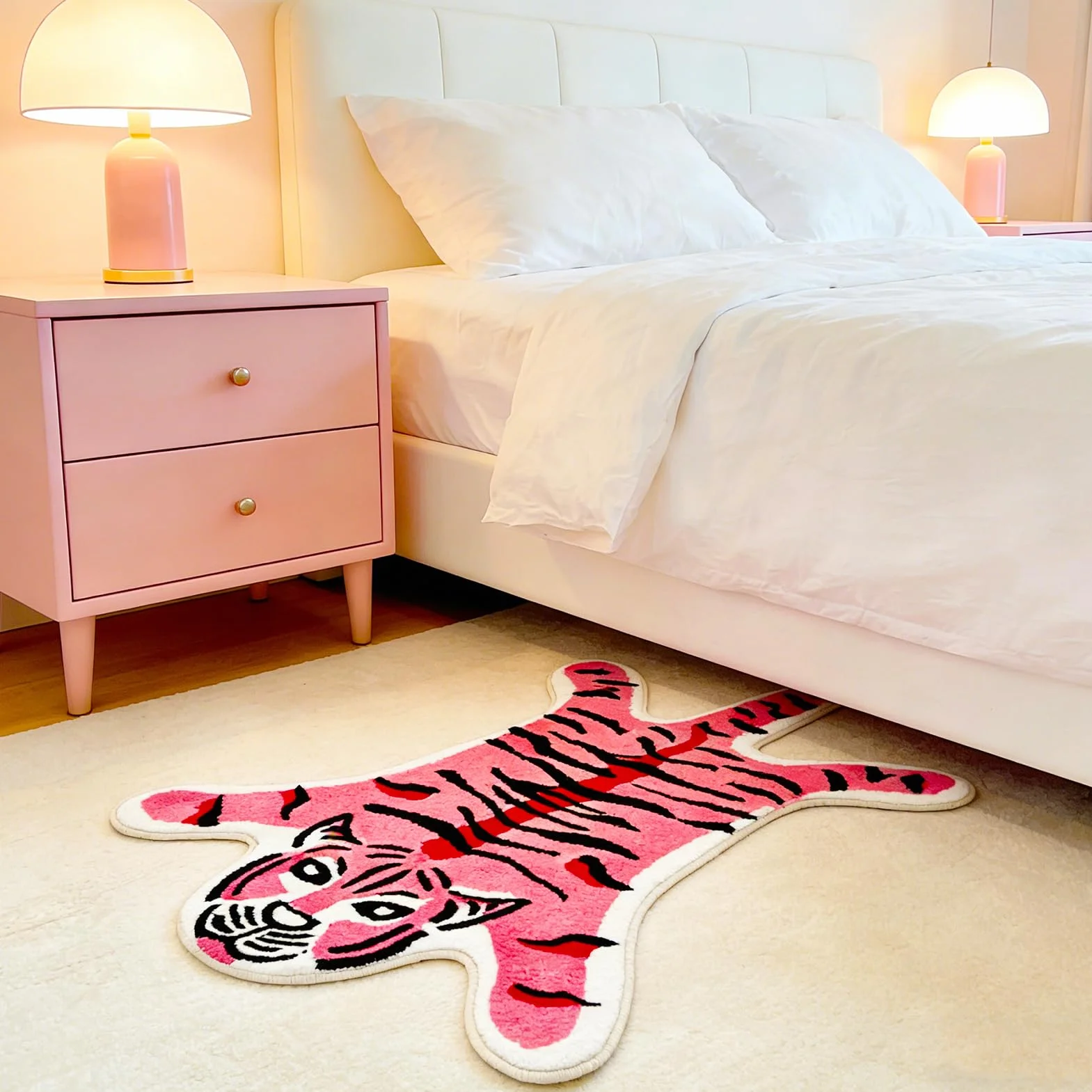 Tapis de Salle de Bain Tigre Antidérapant Lavable Doux