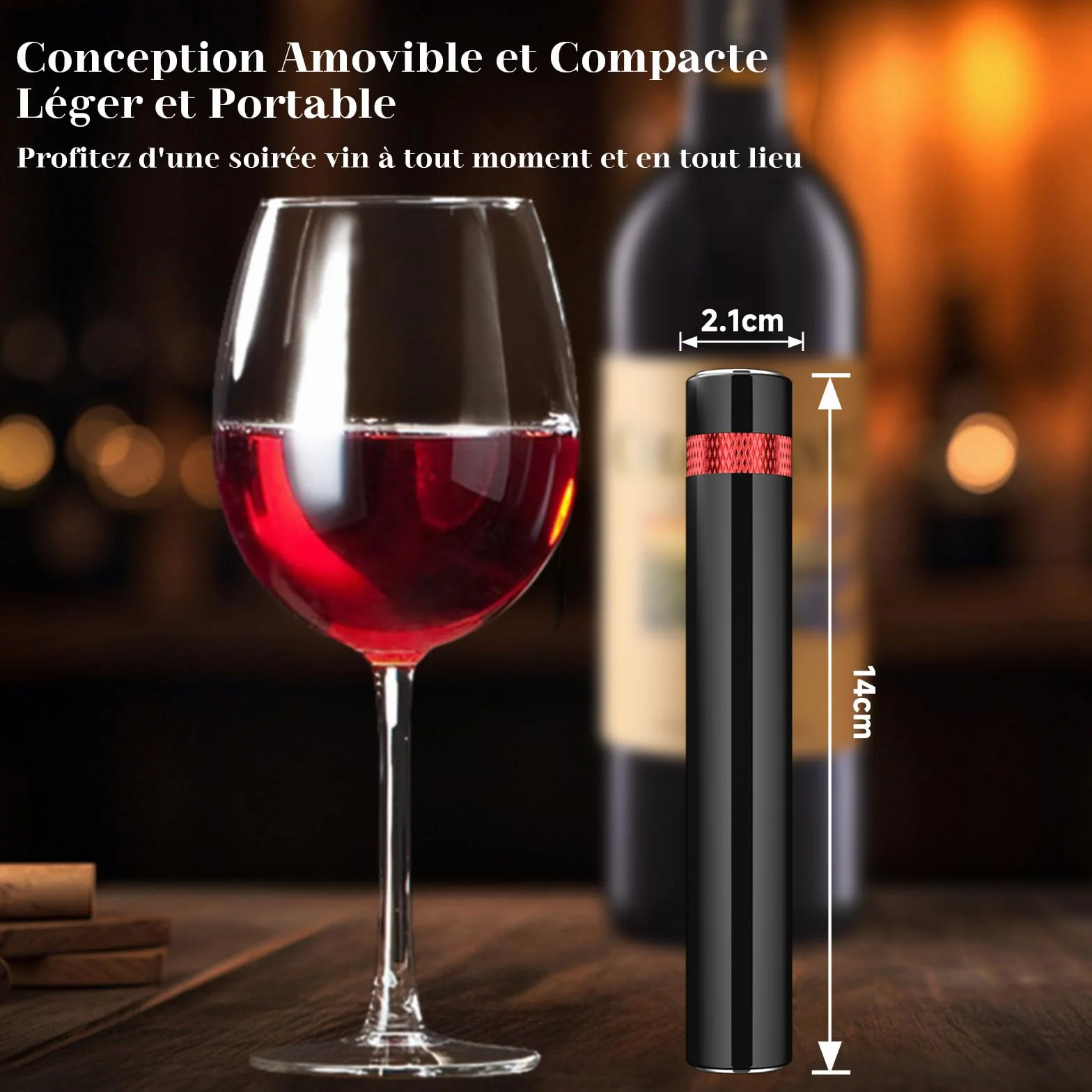 Elegear Tire Bouchon à Pression d'air 7S Décapsuleur Ouvre Bouteille Vin Portable