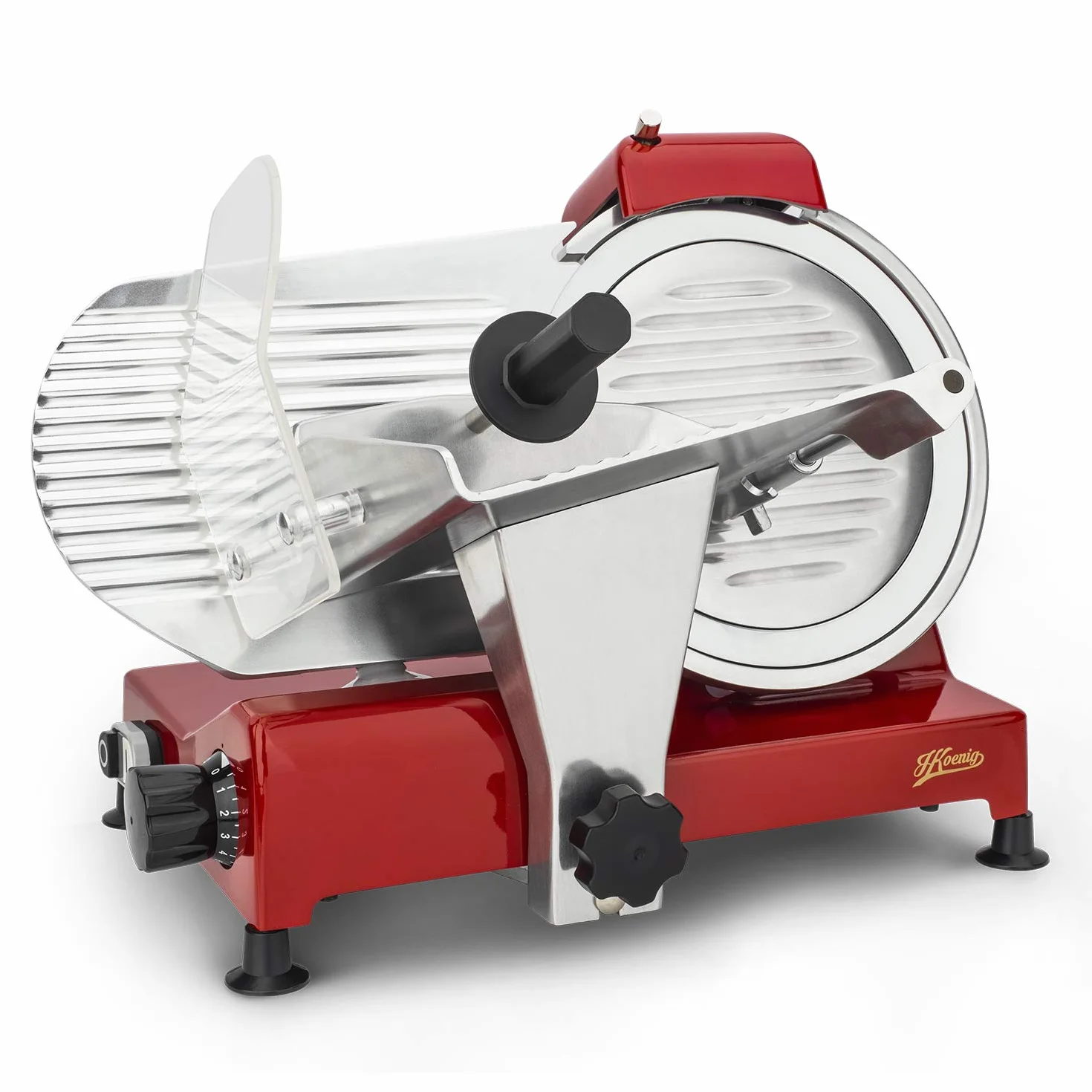 H.Koenig MSX254 Trancheuse électrique à jambon lame italienne 25 cm épaisseur 0-12 mm 282 rpm