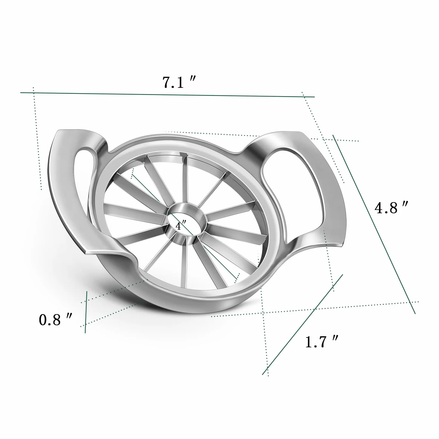 Trancheuse de pommes en acier inoxydable 12 lames extra large coupe jusqu'à 4 pouces