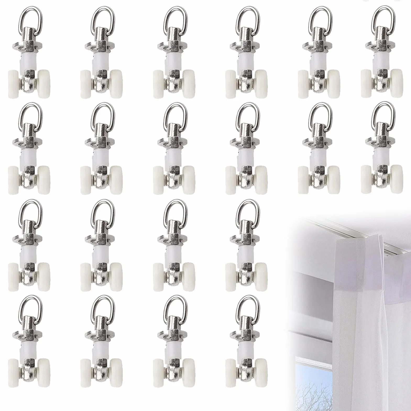 Crochet Pergola Rail Rouleaux Rideaux Poulie Coulissant pour Rideaux Salon Chambre Salle de Bain