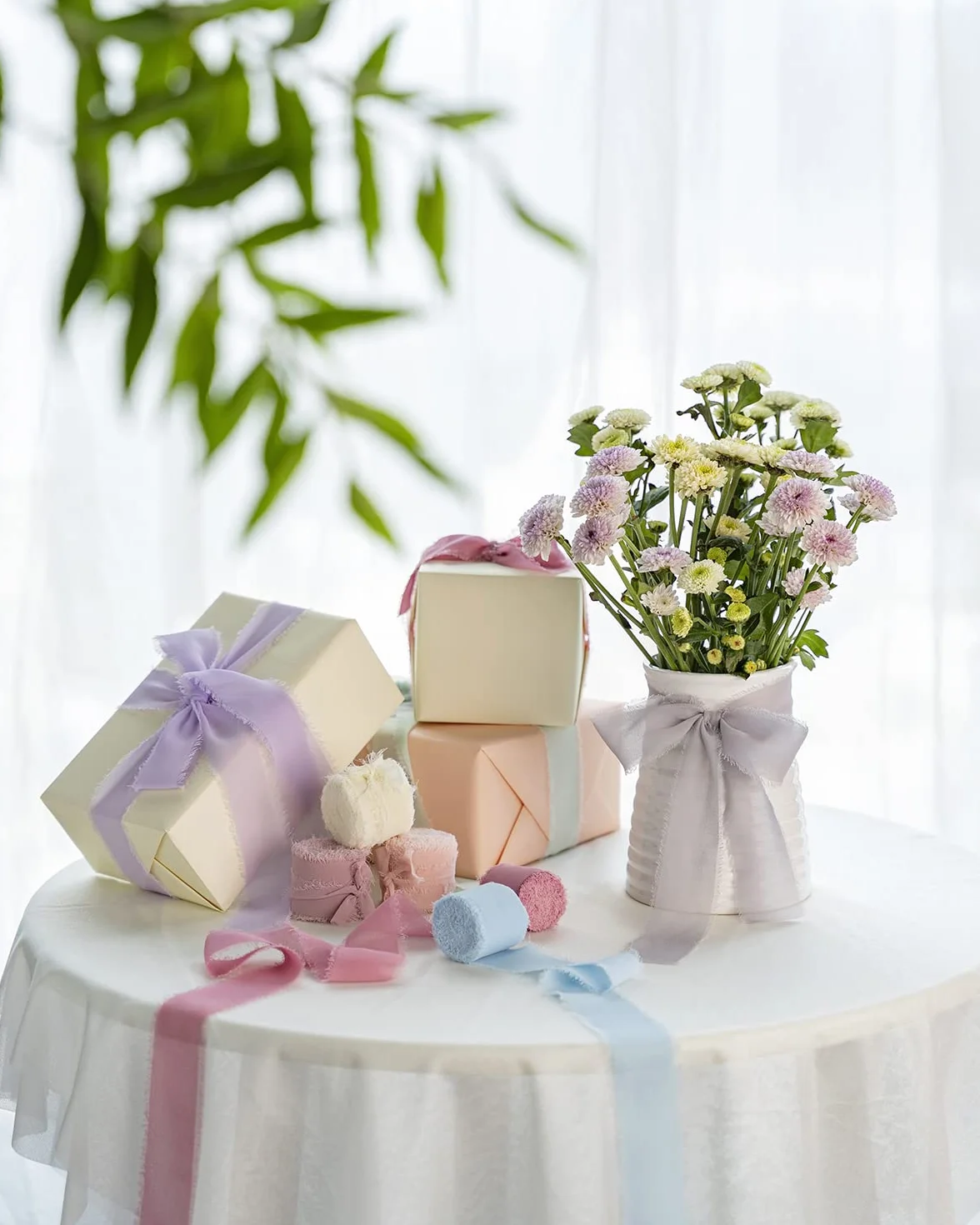 Ruban large vert mousseline de soie pour mariage - Ruban décoratif AOKSUNOVA