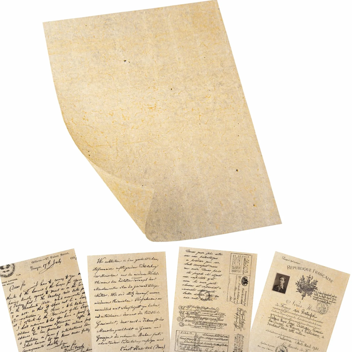 Papier parchemin vintage A4 100 g/m² Lot de 50 feuilles pour imprimantes et loisirs créatifs