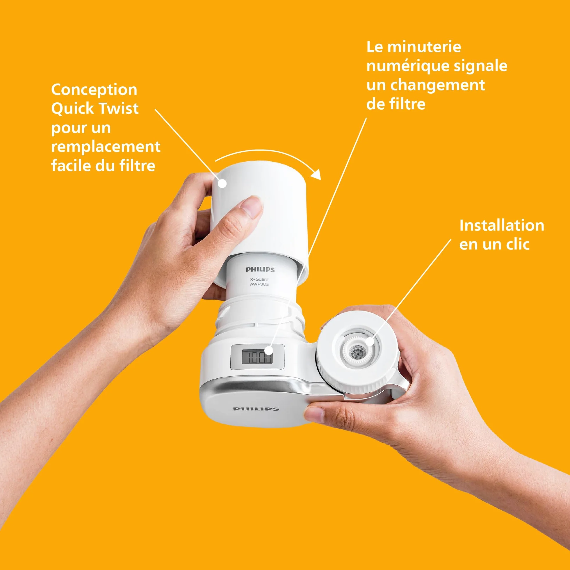 Philips Filtre à eau MICROFILTRATION avec affichage numérique 3 cartouches 1.000 L