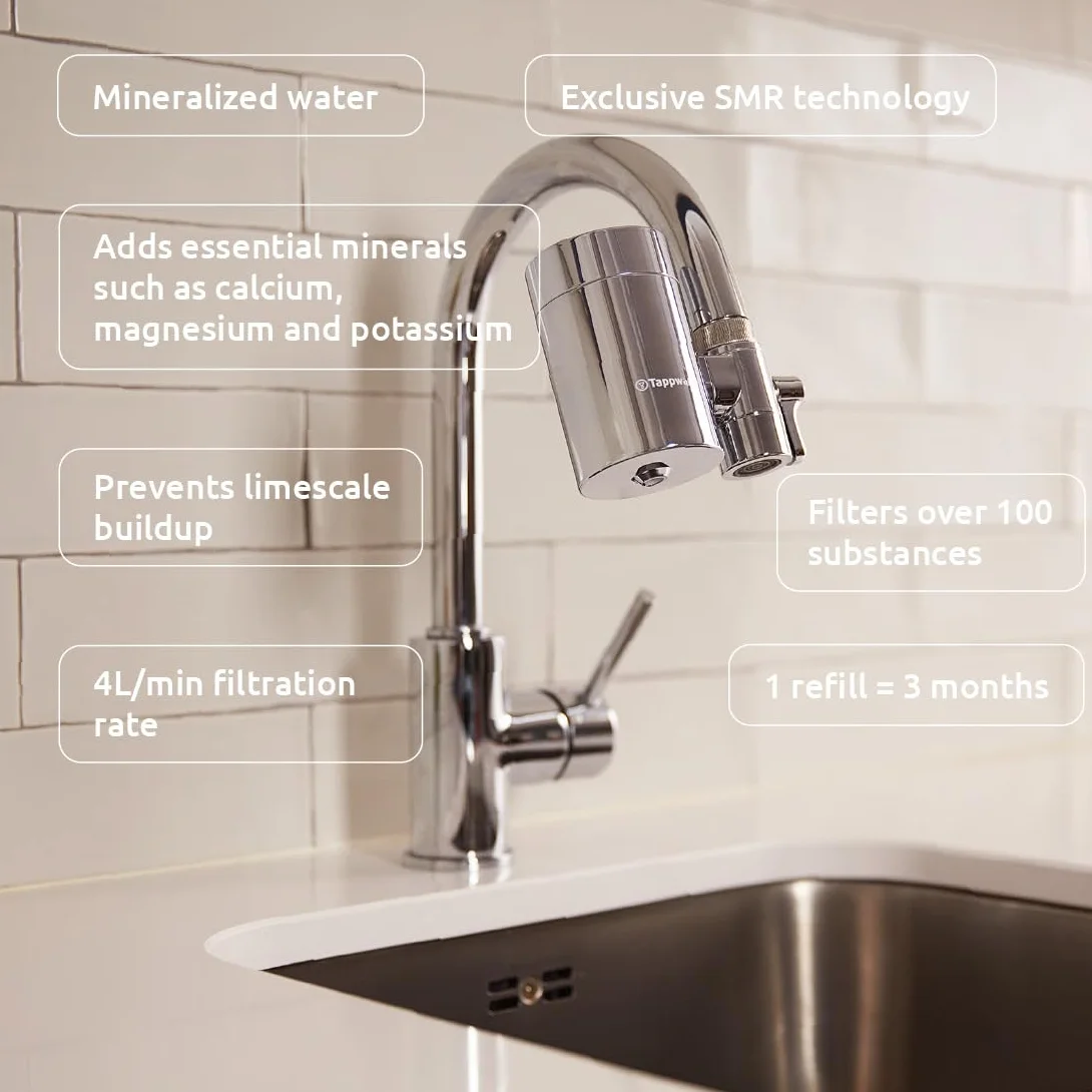 Tappwater EcoPro SMR Filtre eau robinet 6 étapes Purificateur eau technologie exclusive Pack annuel