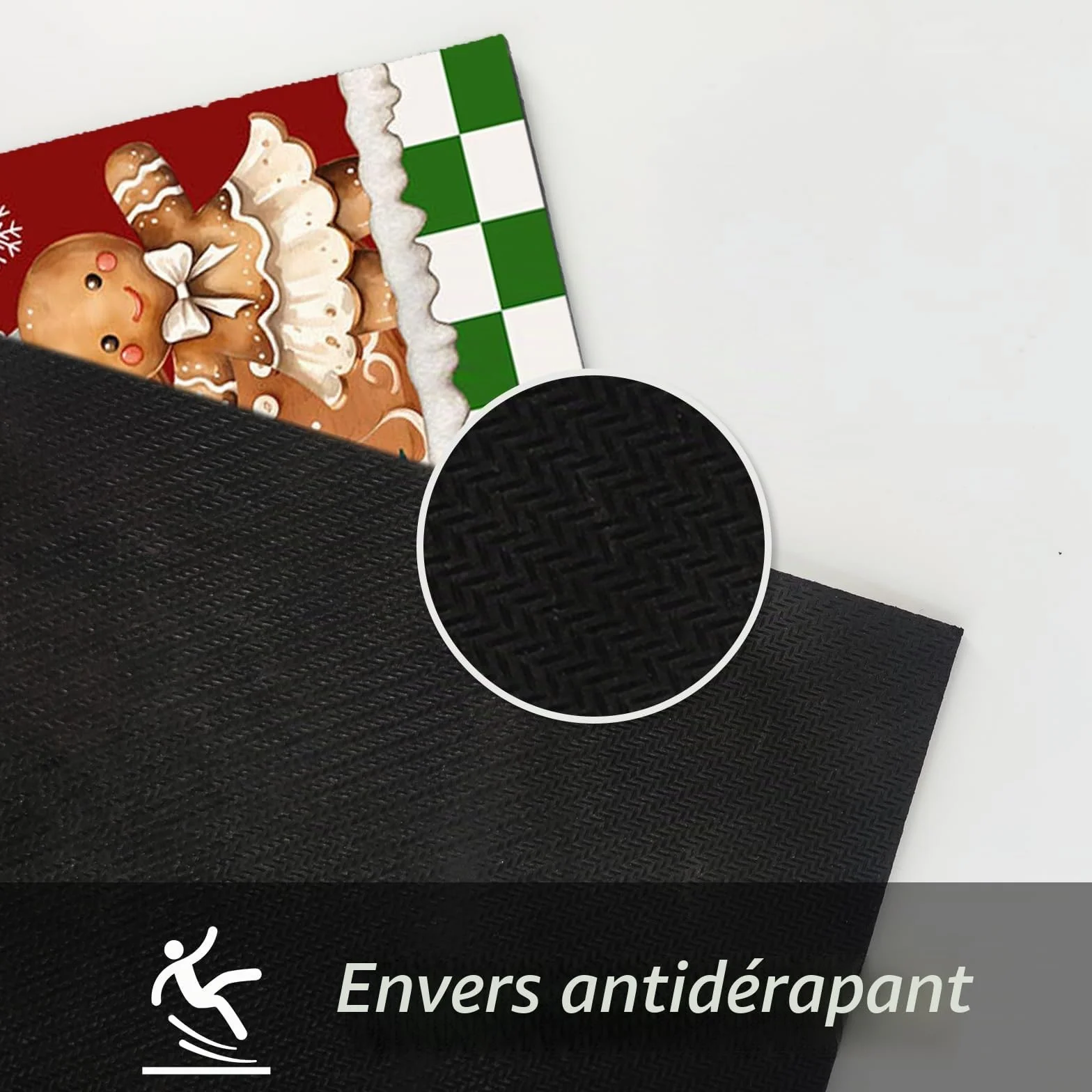 AIBIIN Tapis de cuisine Noël antidérapant caoutchouc bonhomme pain d'épices 40x60 40x120 cm 2 pièces