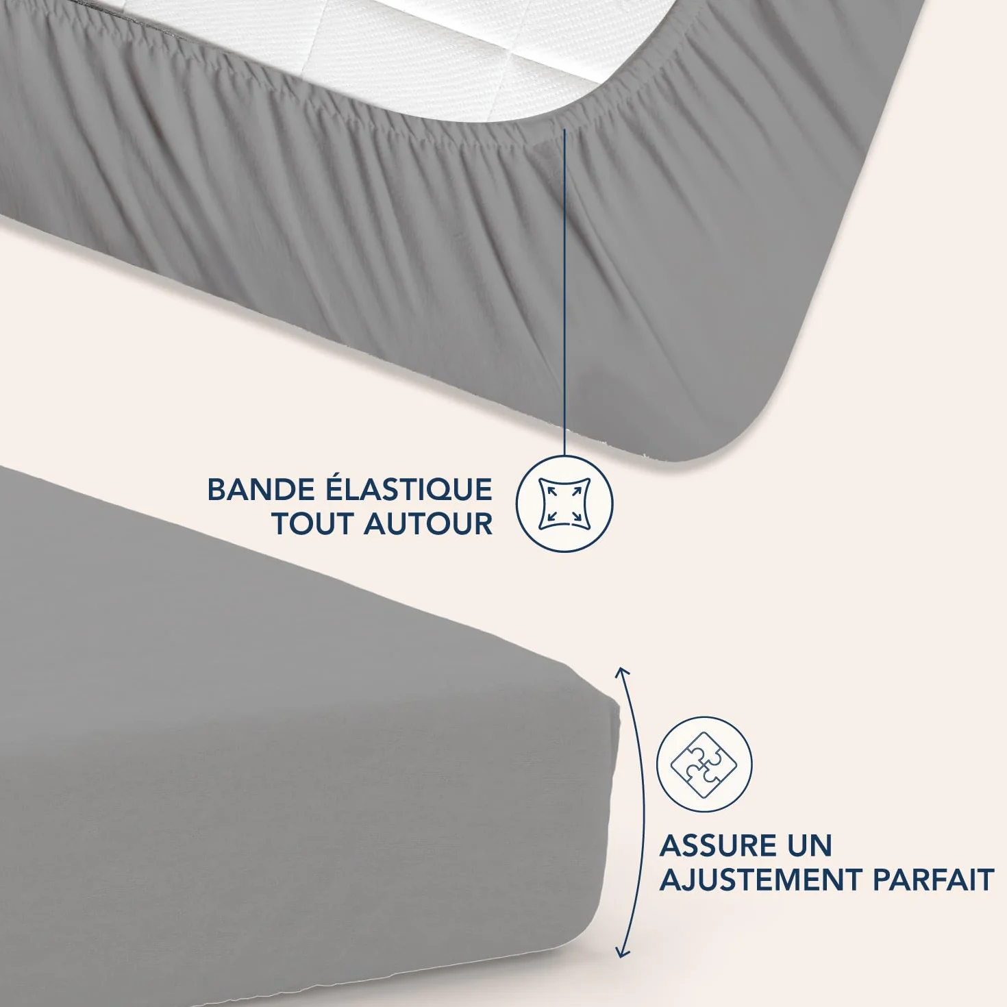 Dreamzie Drap Housse 140x190/200 Bonnet 35 cm Microfibre Anthracite Certifié Oeko TEX