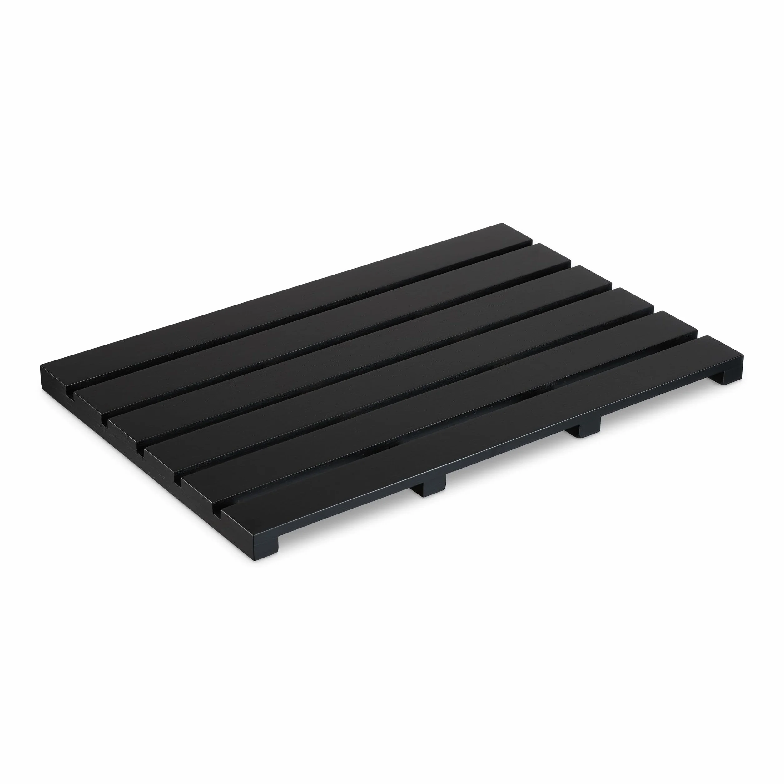 Relaxdays Tapis de Bain en Bambou 54x36 cm Antidérapant Caillebotis Noir