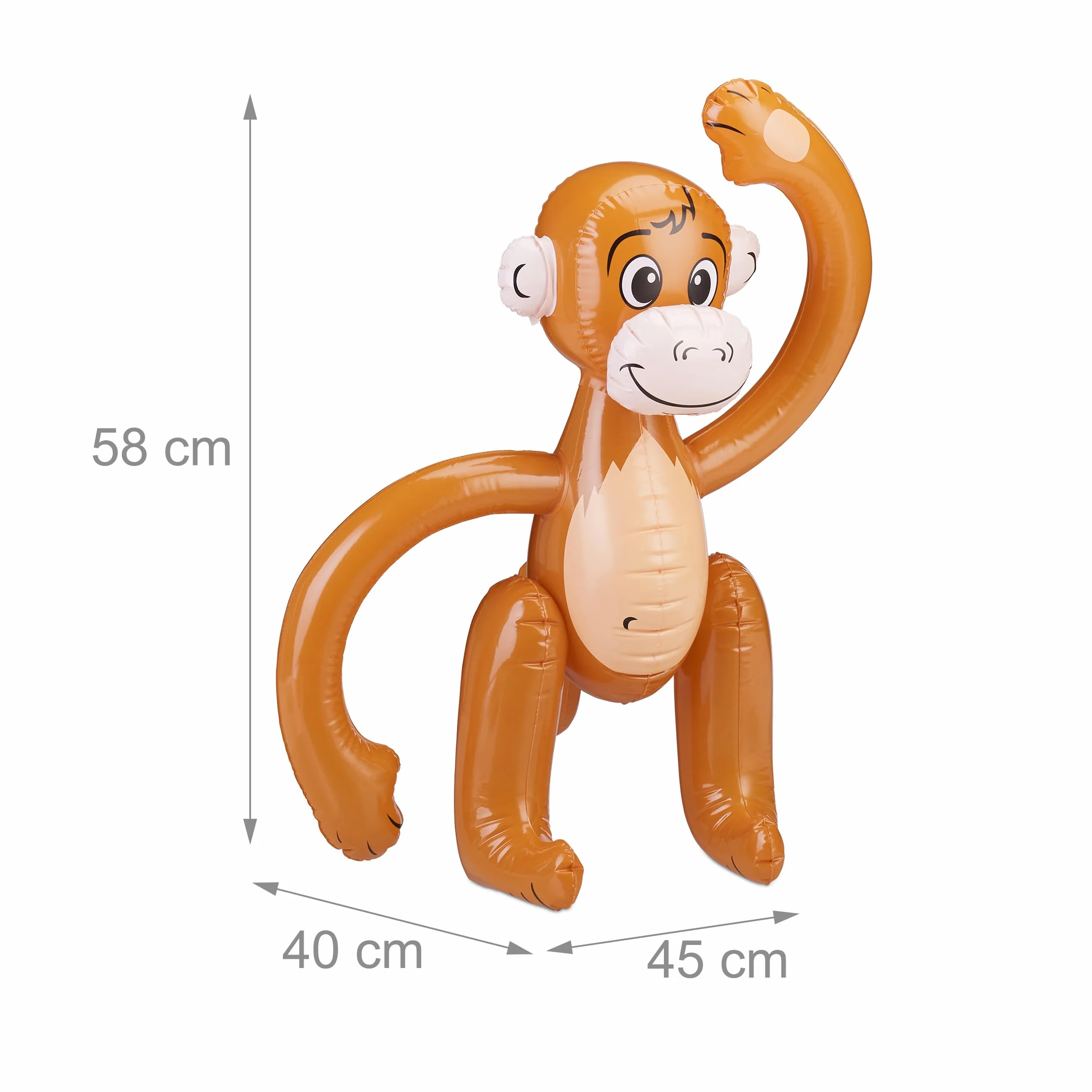 Relaxdays Singe Gonflable Lot de 2, Accessoire Décoratif Anniversaire Carnaval Piscine, Marron