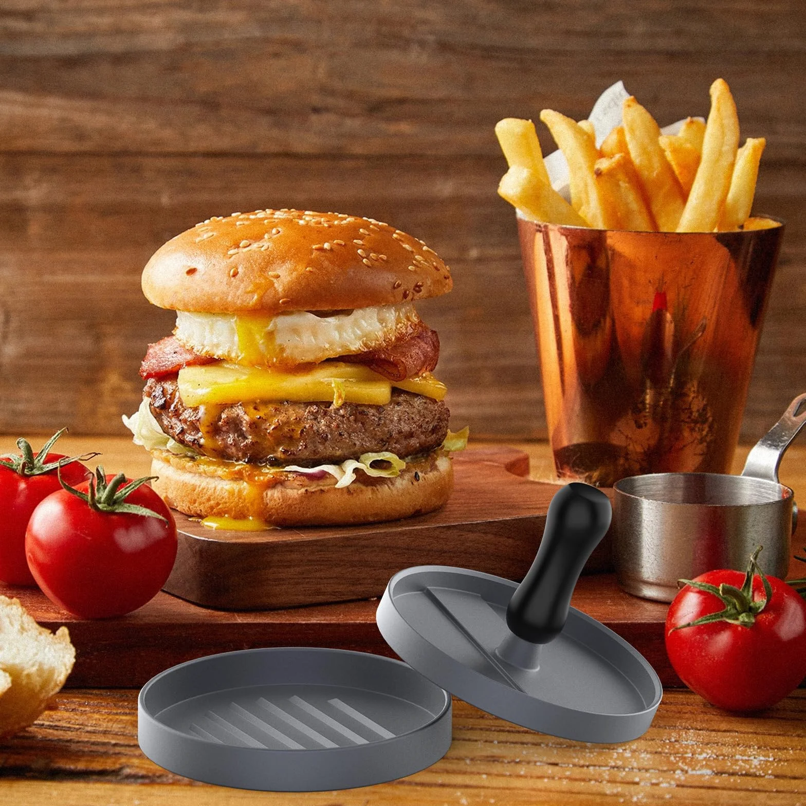 GeeRic Presse à Hamburger Antiadhésive en Aluminium avec 100 Feuilles de Papier