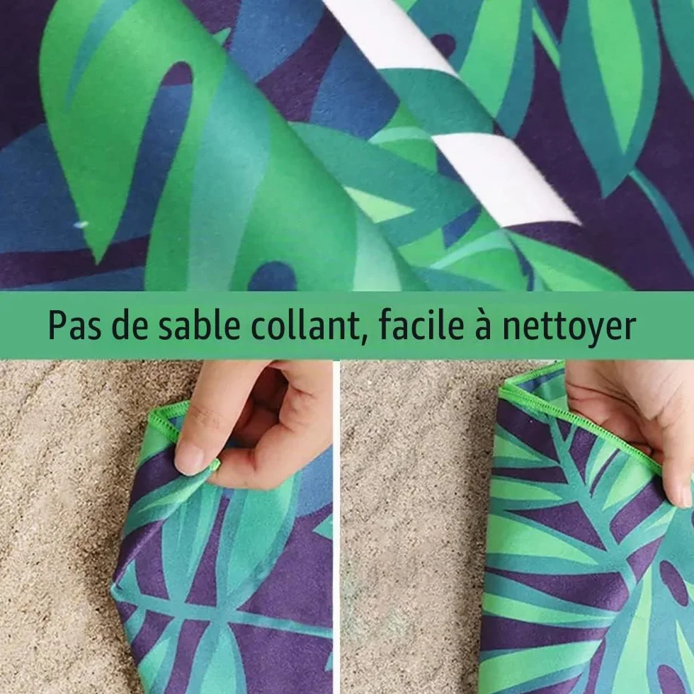 Serviette de Plage en Microfibre Anti Sable 160x80cm Grande Couverture