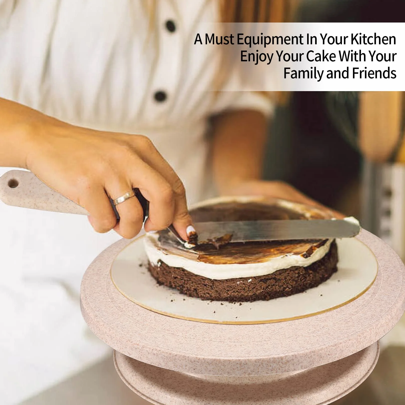 Kits de Fournitures Support Assiettes de Décoration de Gâteaux avec Grattoirs, Spatules, Poches à Douille