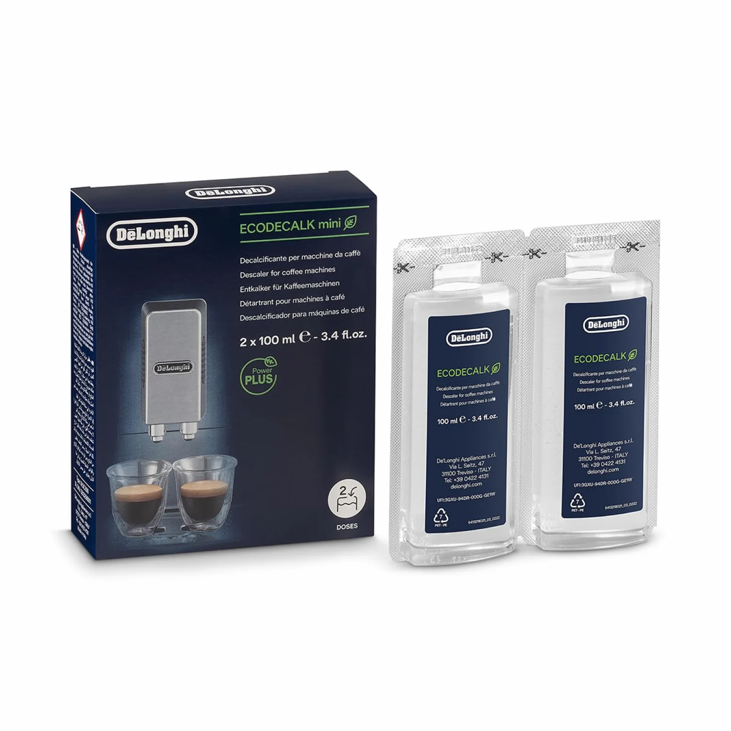 De'Longhi EcoDecalk Mini DLSC200 Anticalcaire Nokalk Machine à Café 2 x 100 ml Marron