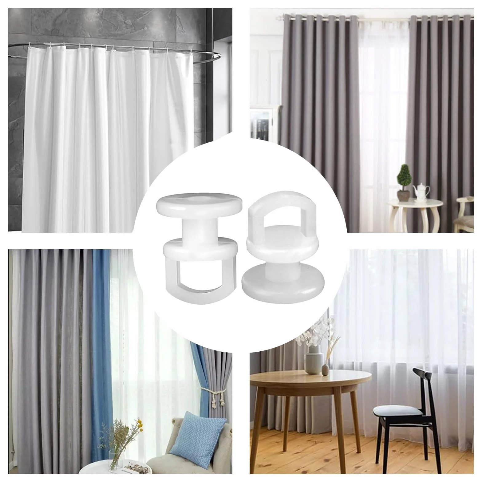NIYATA 100Pcs Crochet de Rideau Rail Glisseur, Blanc pour Voitures, Bus et Autobus Scolaires